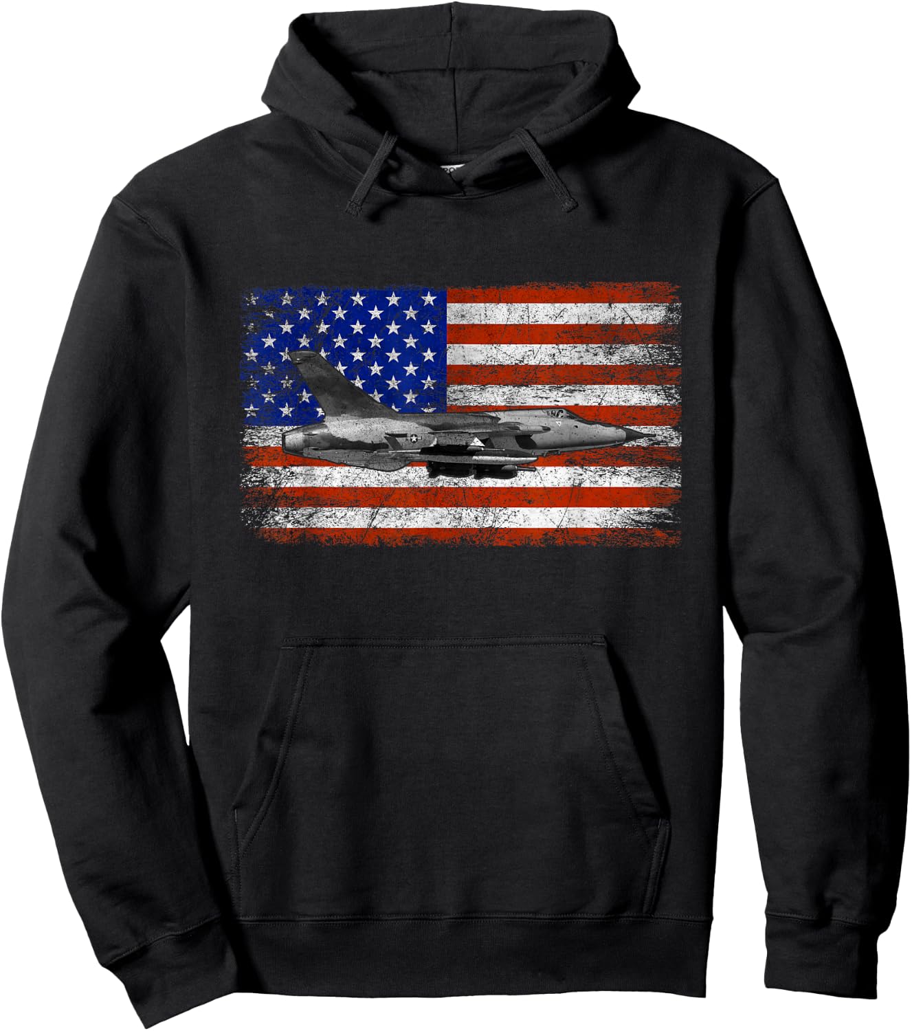 F-105 Thunderchief Airplane Vintage Flag Hoodie - Hoodie | Black