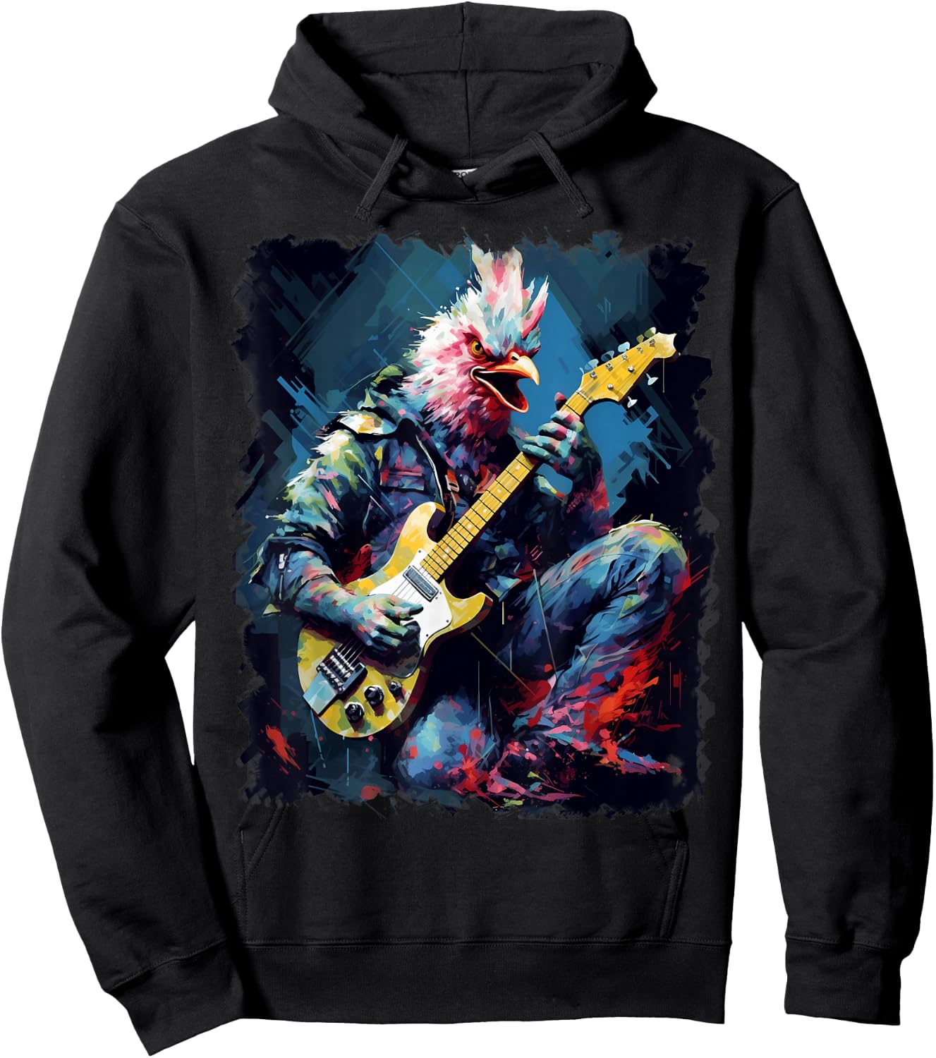 Rock Guitar Chicken Guitarist Hoodie - Hoodie | Black