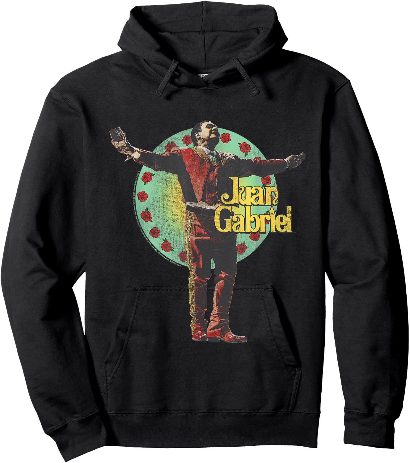 Juan Gabriel Red Suit and Wine Glass Hoodie - Hoodie | Black