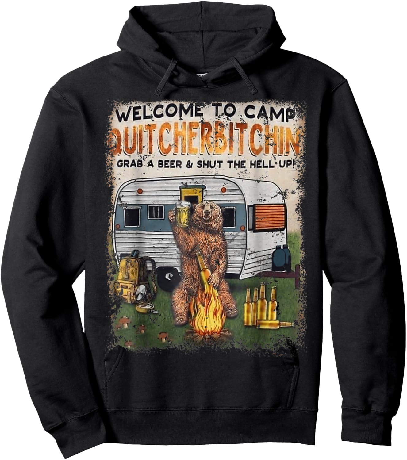 Welcomes To Camp Quitcherbitchin Grab A Beer Drinker Hoodie - Hoodie | Black