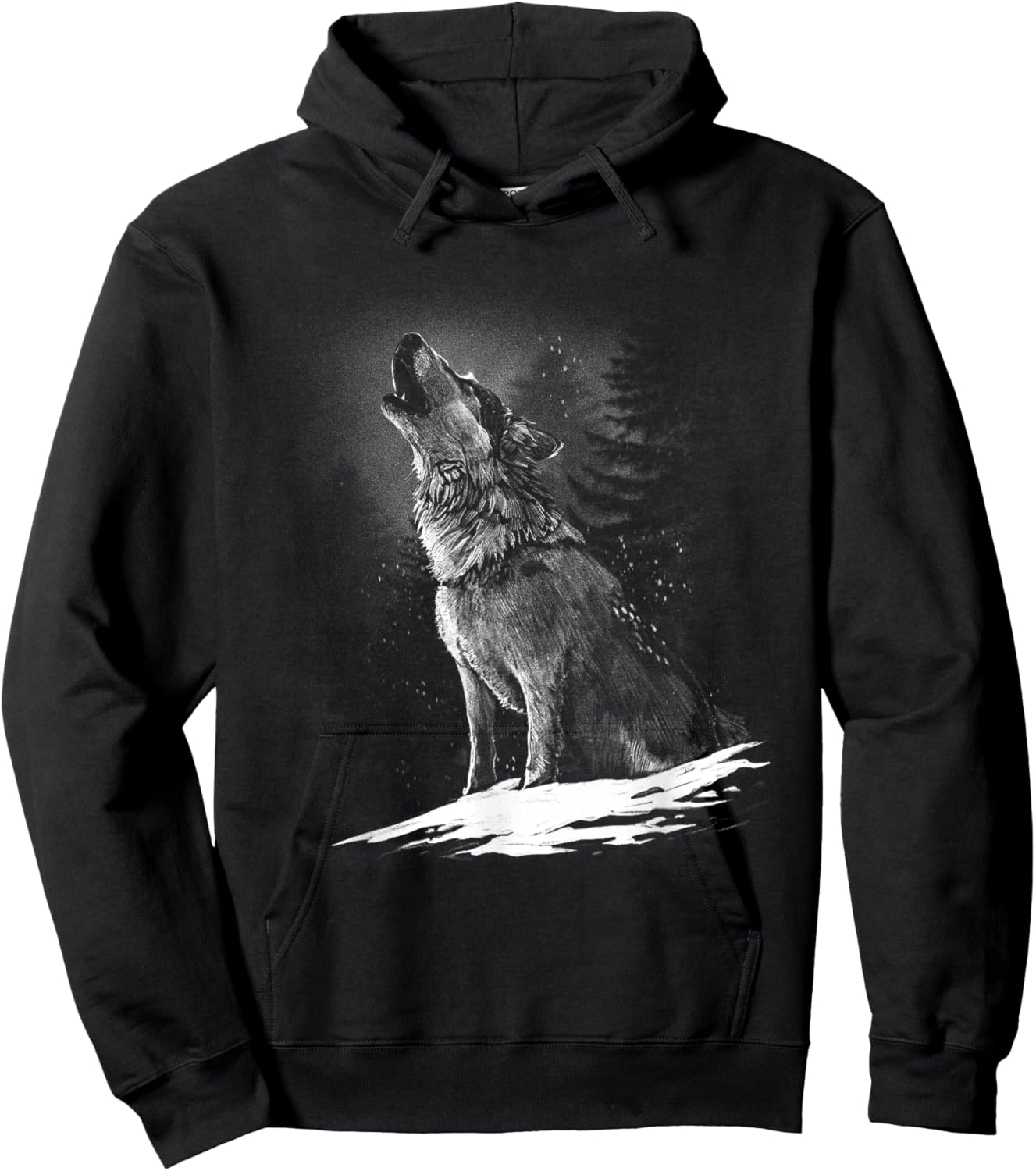 Wolf Hunting Ground, Icy Moon Forest wildlife Hoodie - Hoodie | Black