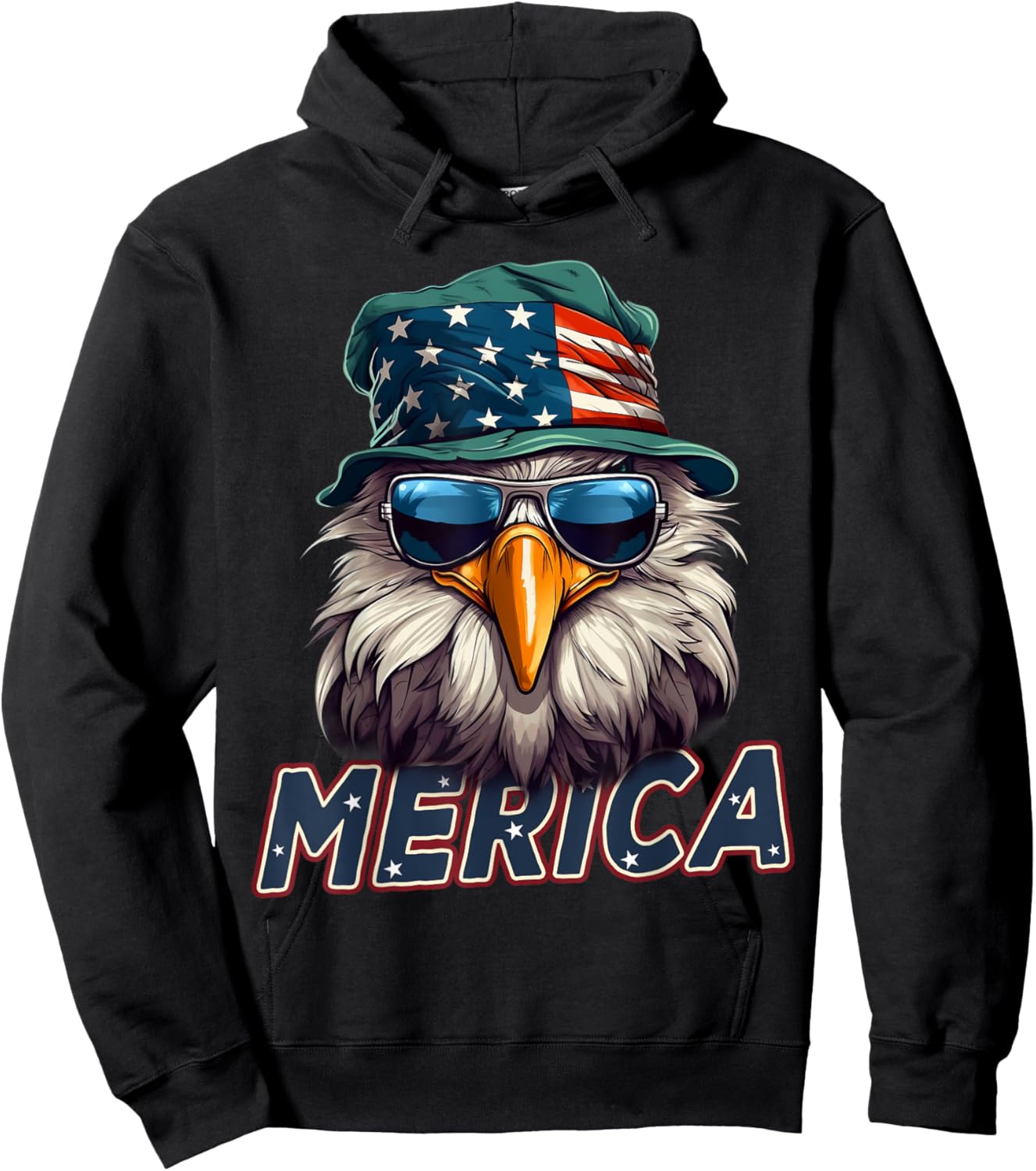 USA American Flag Patriotic Eagle 4th of July Hoodie - Hoodie | Black