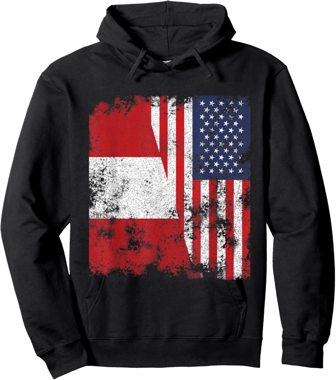 Peru USA Flag Distressed - Half American Hoodie - Hoodie | Black