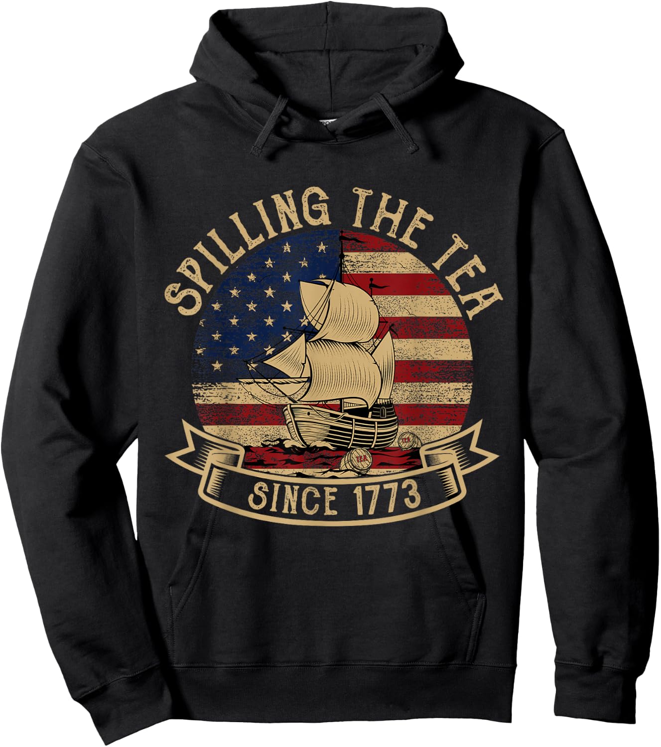 Spilling The Tea Since 1773 American History Teacher Vintage Hoodie - Hoodie | Black