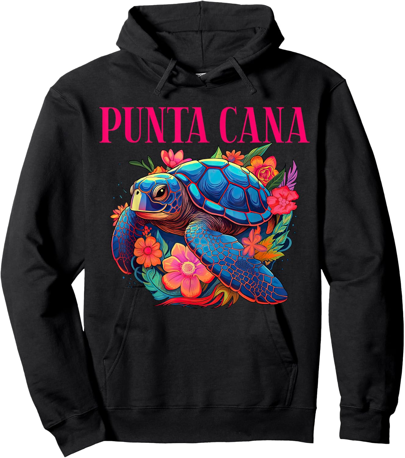 Punta Cana Floral Beach Turtle Souvenir Men Women Kids Hoodie - Hoodie | Black