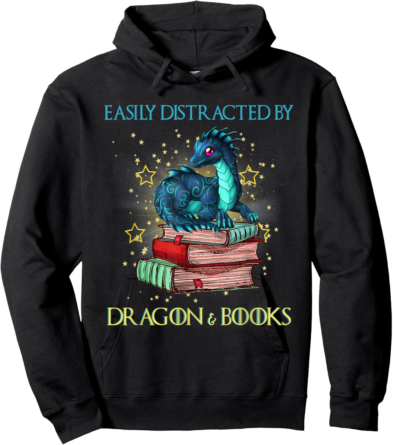 Easily Distracted By Dragons And Books Nerd Dragon Lover Hoodie - Hoodie | Black