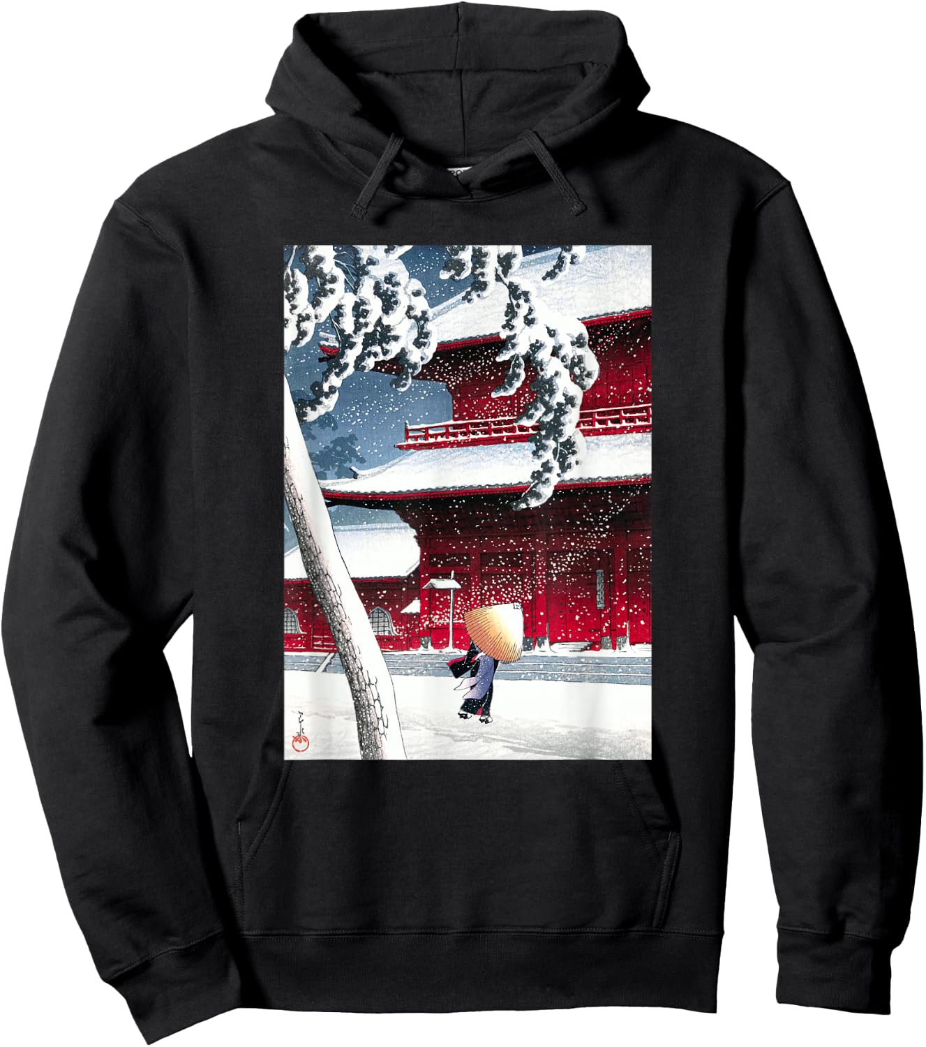 Zojo Shrine in Shiba by Hasui Kawase Shin-hanga Ukiyo-e Hoodie - Hoodie | Black