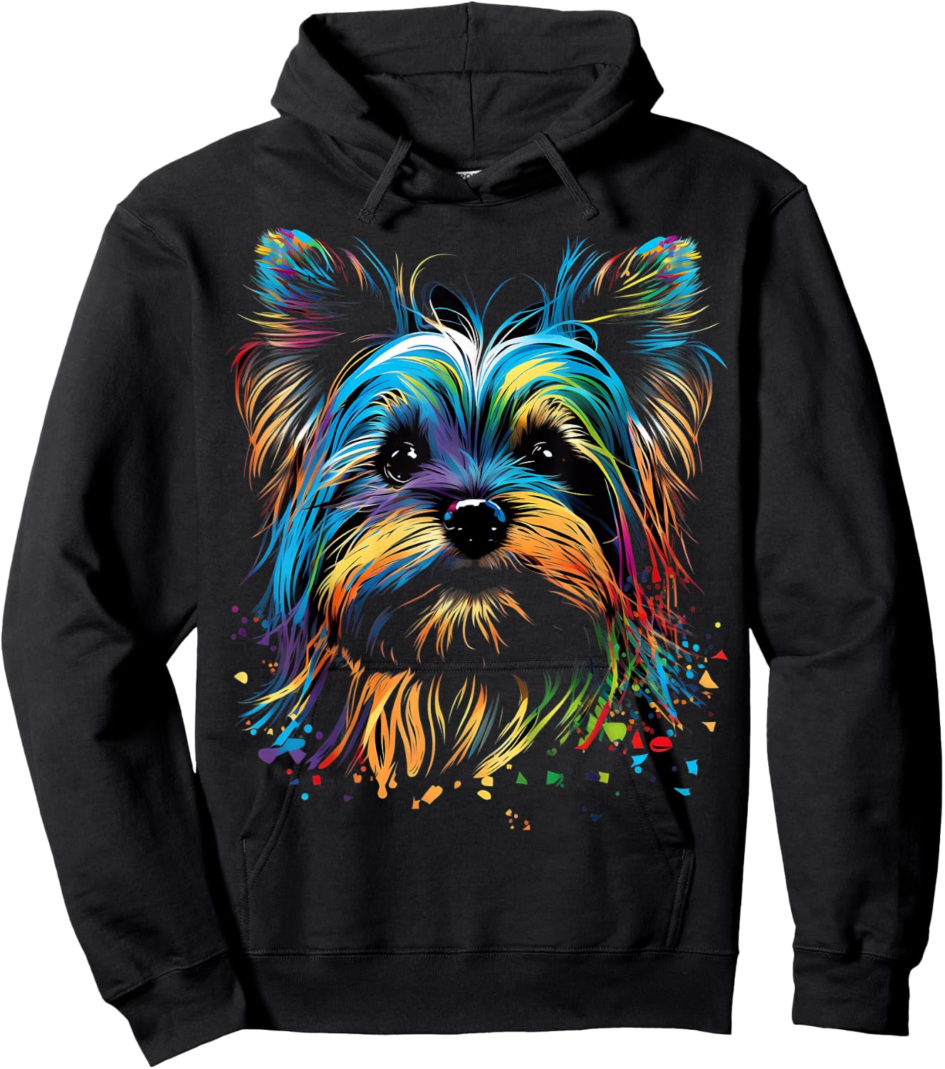 Colorful Yorkie Yorkshire Terrier Dog Face Painting Black Women Kids Hoodie - Hoodie | Black