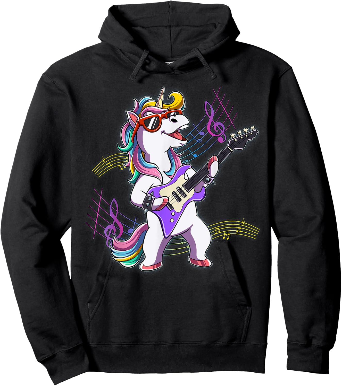 Unicorn Guitar Rockstar Hoodie - Hoodie | Black