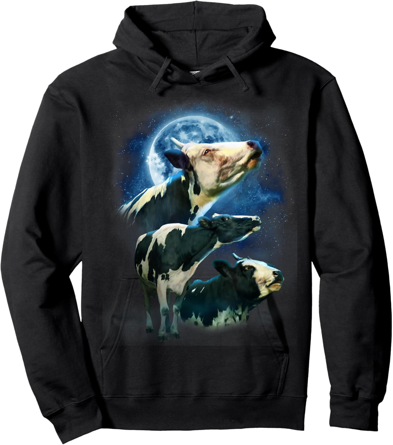 Funny Cow Shirt - Funny Cows Howling at the Moon Hoodie - Hoodie | Black