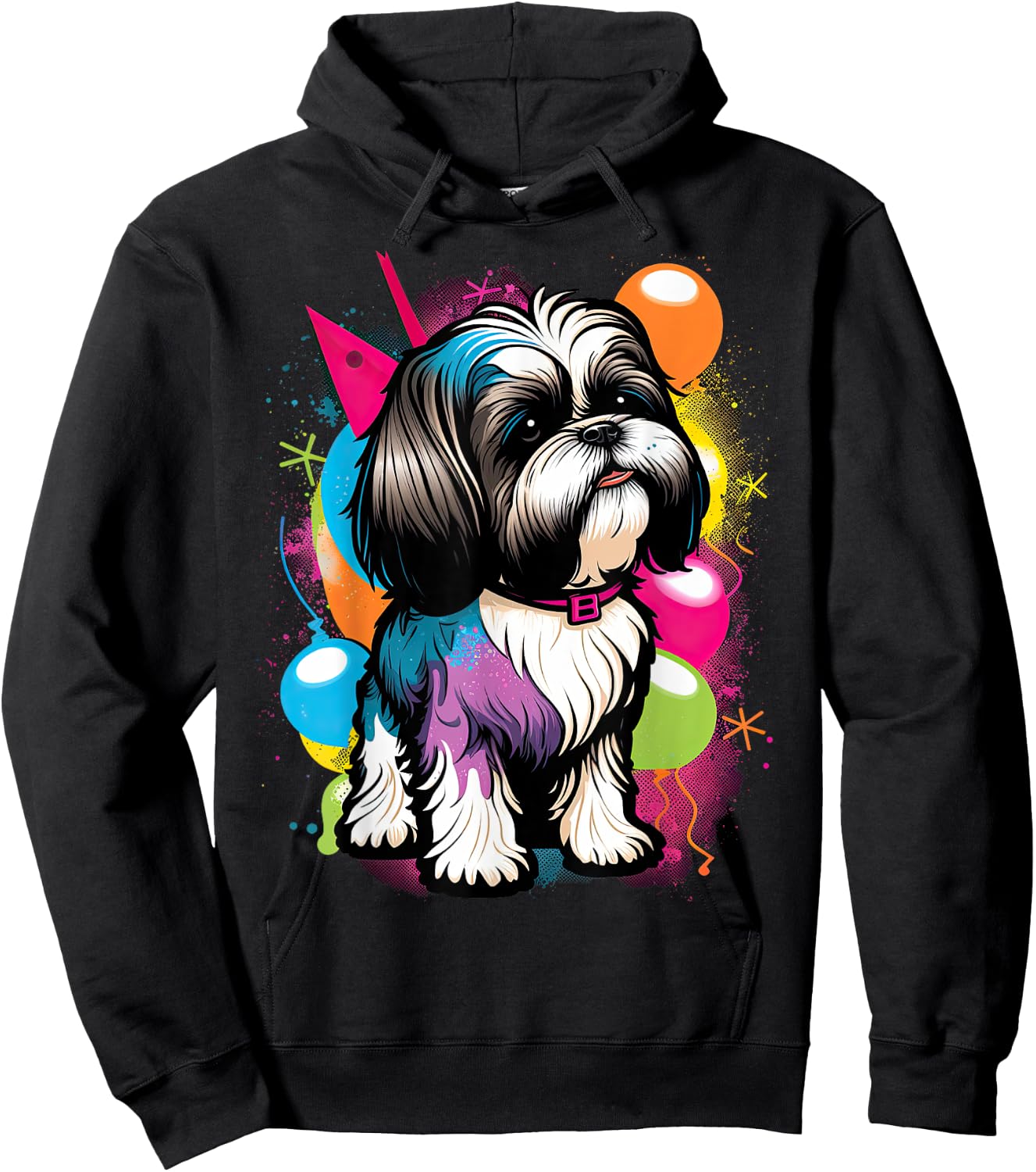 Shih Tzu Dog Birthday Party Themed Women Hoodie - Hoodie | Black