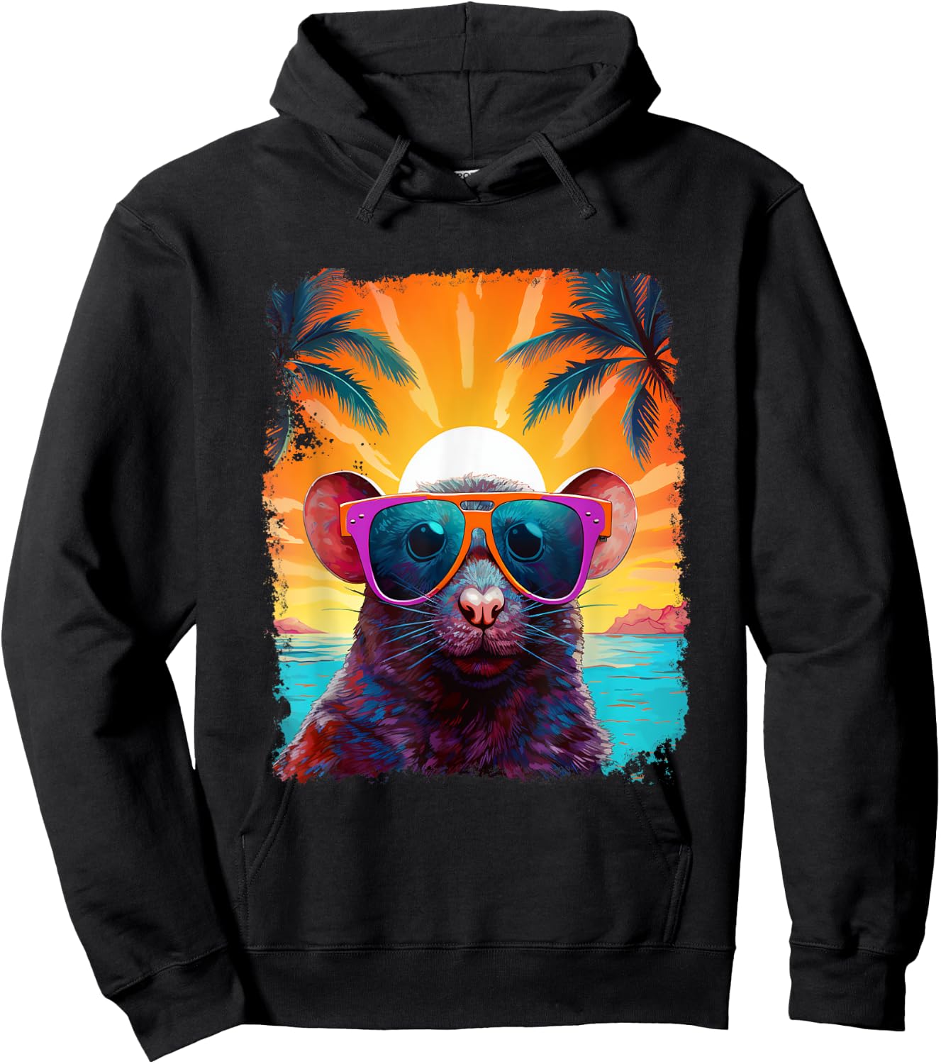 Pop Art Vintage Animal Mouse Hawaiian Hoodie - Hoodie | Black