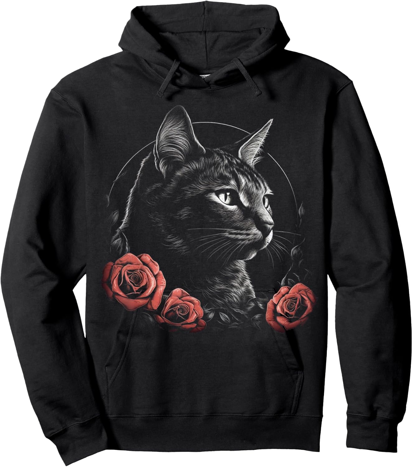 Cat Art Flowers - Pet Cat Motif Animal Cat Hoodie - Hoodie | Black