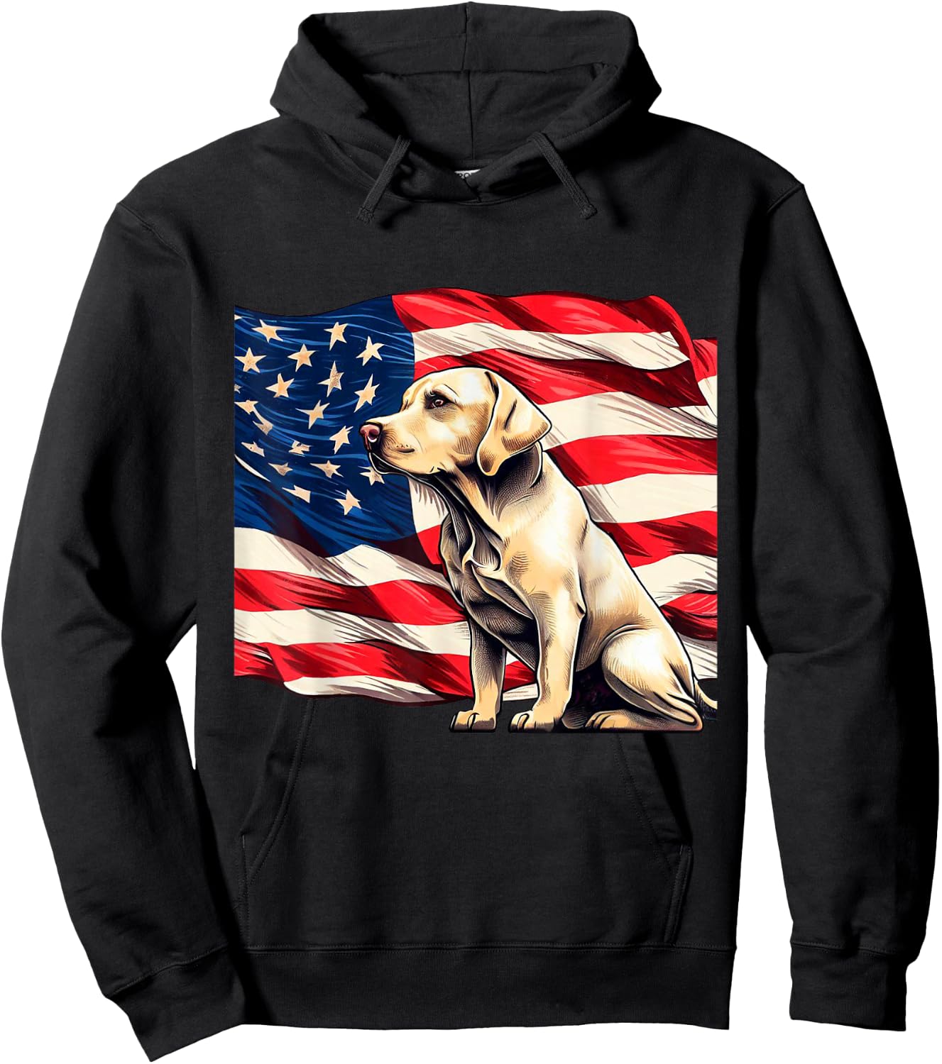 Patriotic Labrador American Flag Hoodie - Hoodie | Black