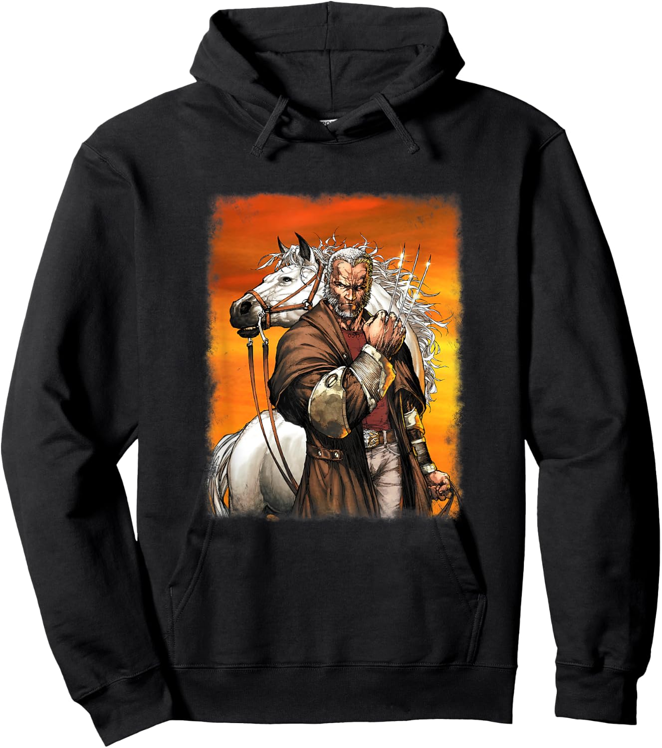 Marvel X-Men Old Man Logan & His Horse Vintage Poster Hoodie - Hoodie | Black