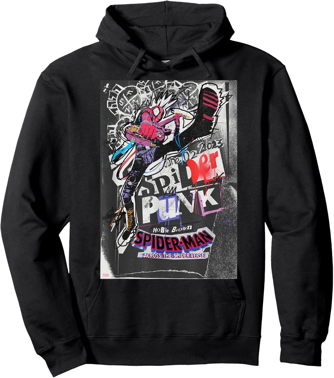 Marvel Spider-Man: Across The Spider-Verse Hobie Poster Hoodie - Hoodie | Black