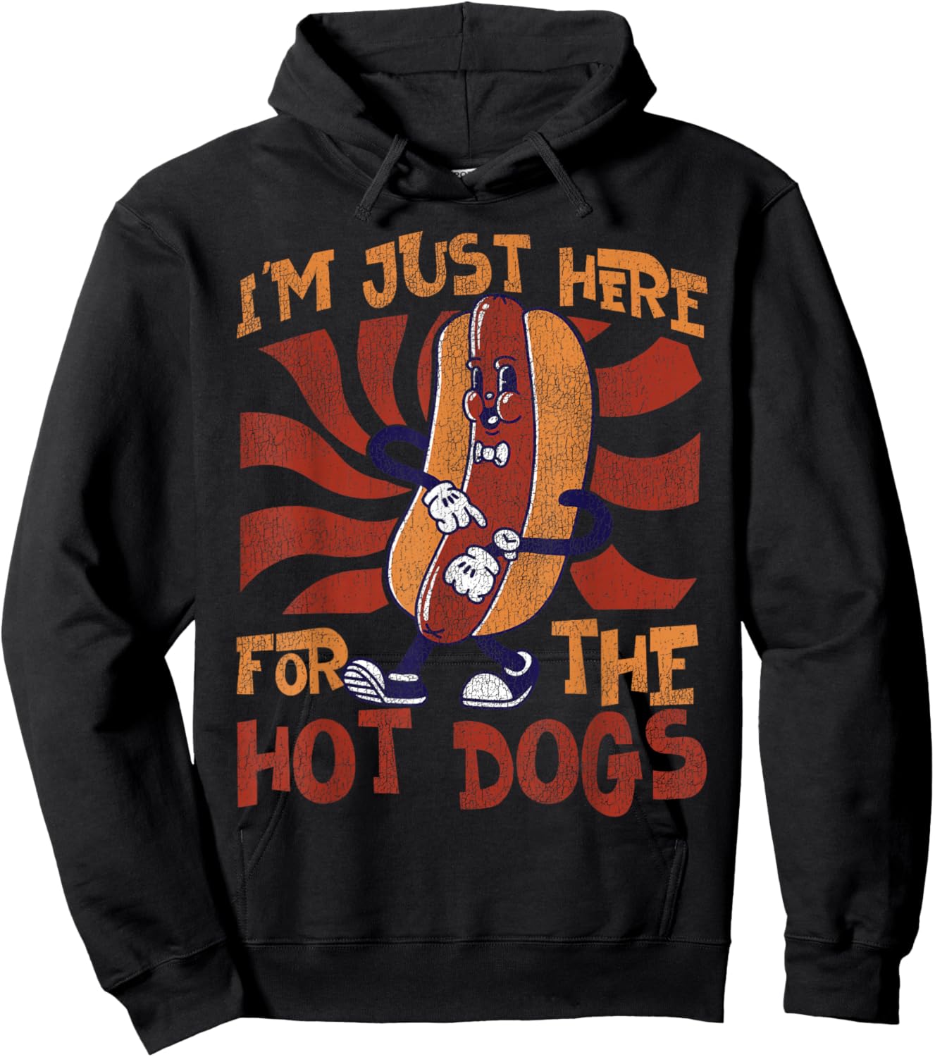 Hot Dog Adult I'm Just Here for The Hot Dogs Hoodie - Hoodie | Black