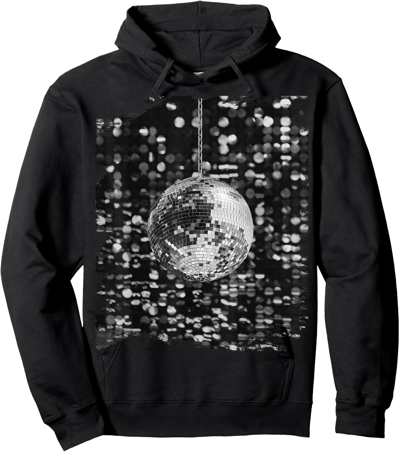 Black and White Disco Ball Club Retro Small Hoodie - Hoodie | Black