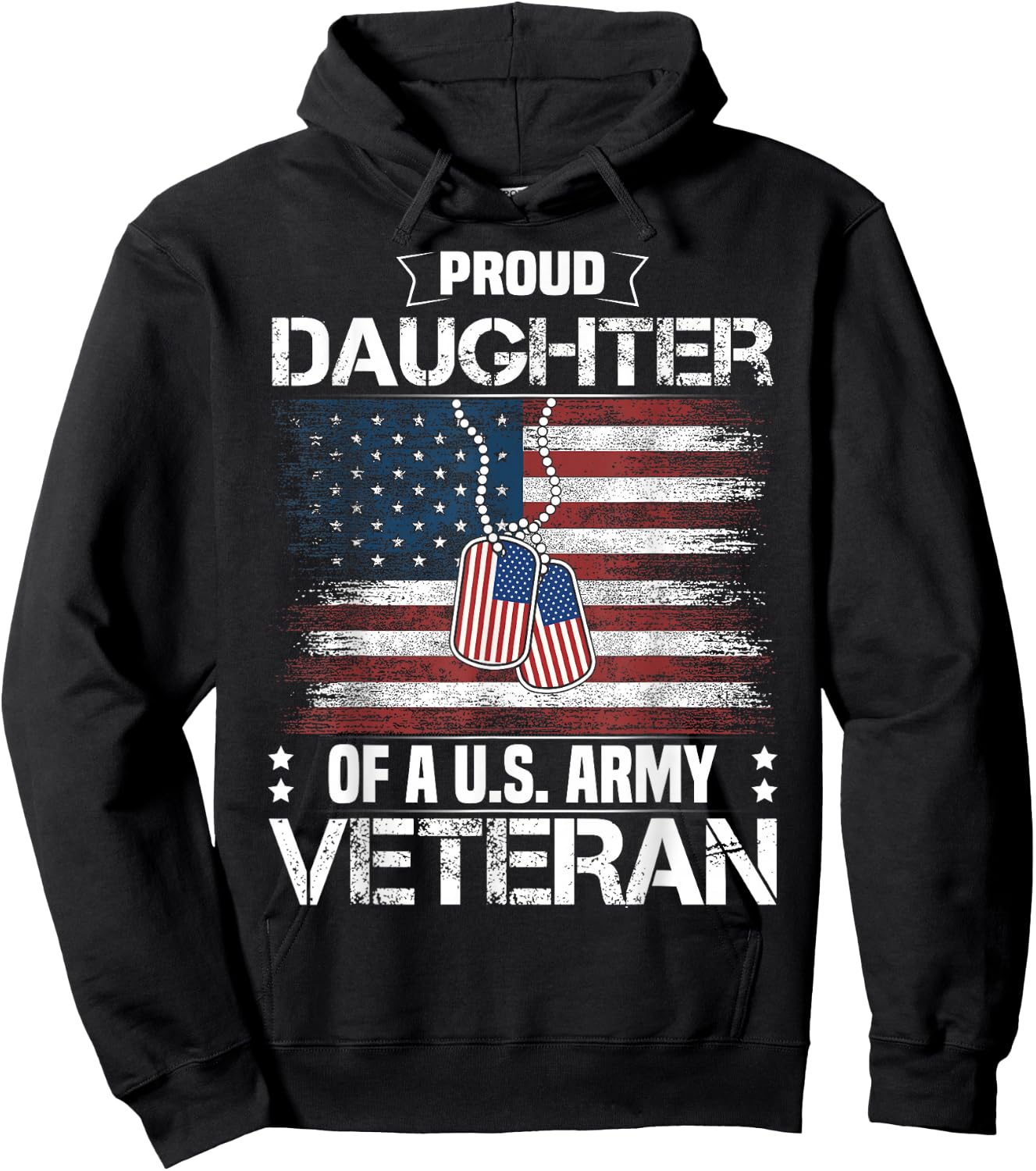 Proud Daughter of A US Army Veteran Day Family Matching Hoodie - Hoodie | Black