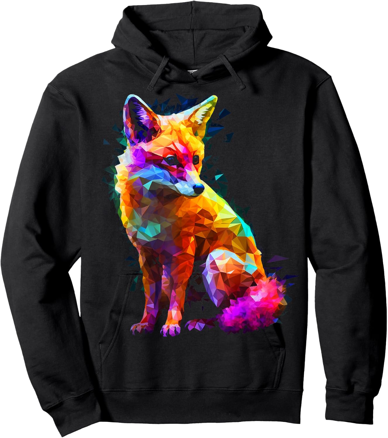 Fox Polygon Colourful Animal Lovers Art Animal Fox Hoodie - Hoodie | Black