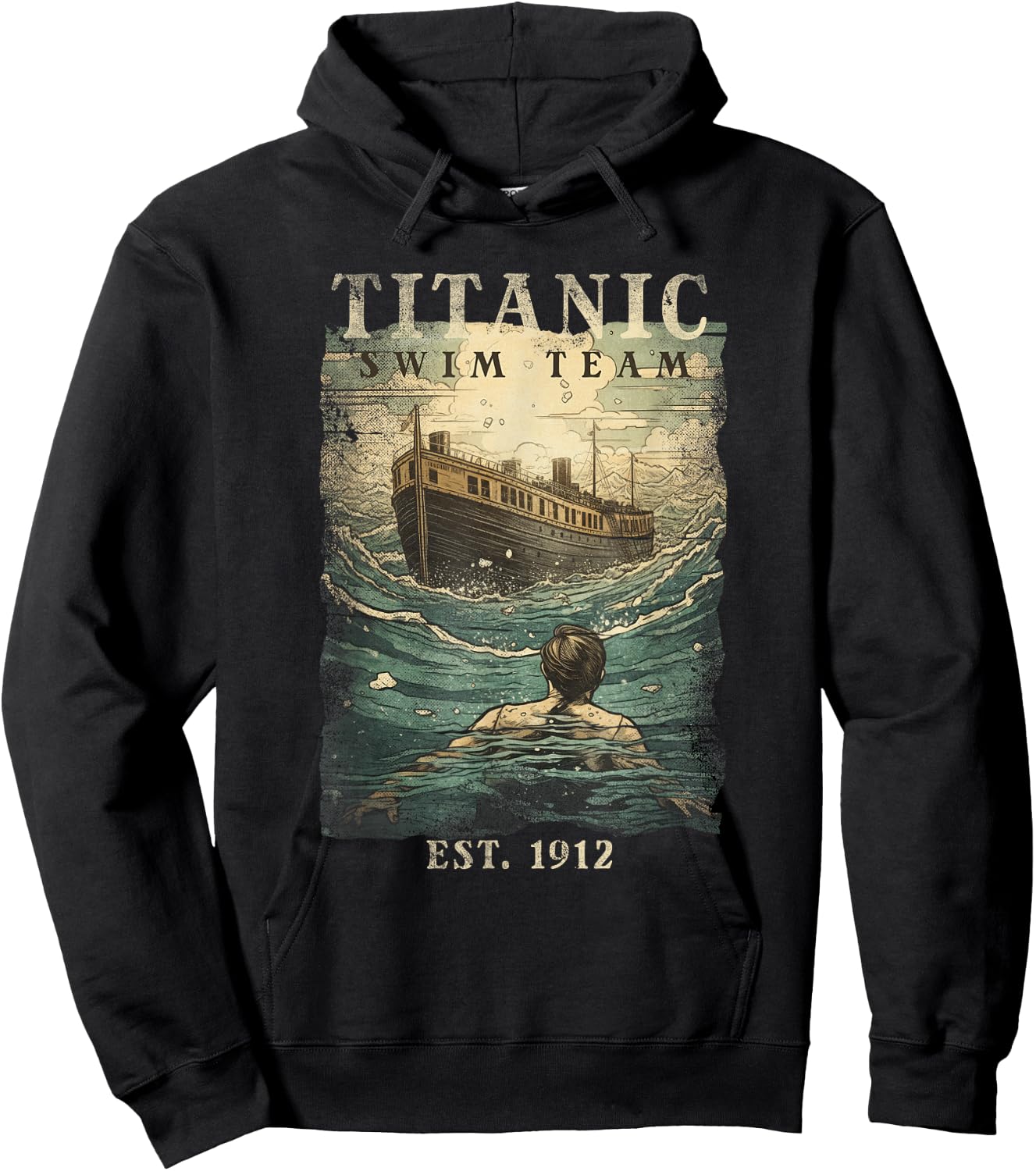 Titanic Swim Team Established 1912 Funny RMS Titanic Hoodie - Hoodie | Black
