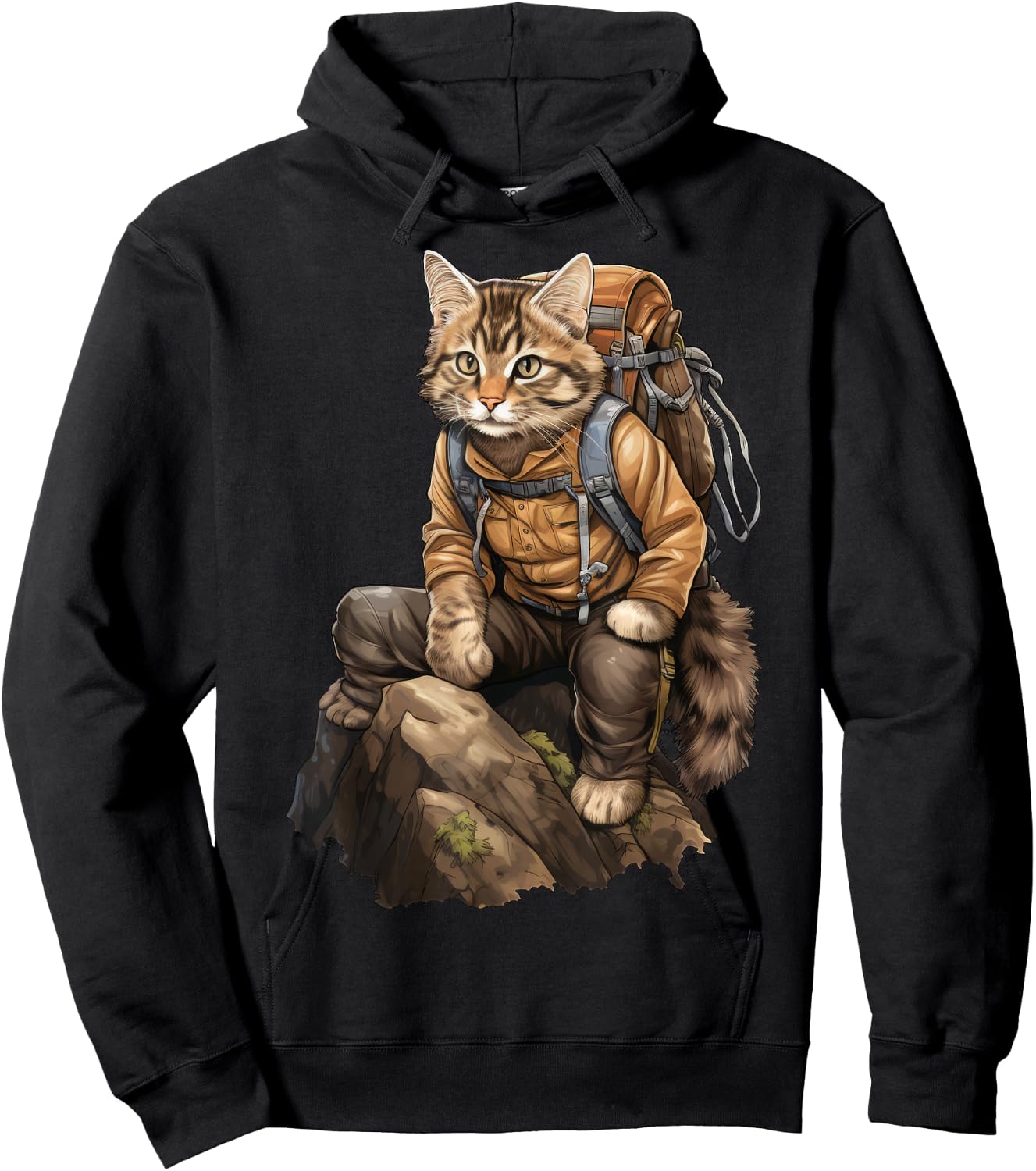 Cat Hiking / Mountaineering Cat Hoodie - Hoodie | Black