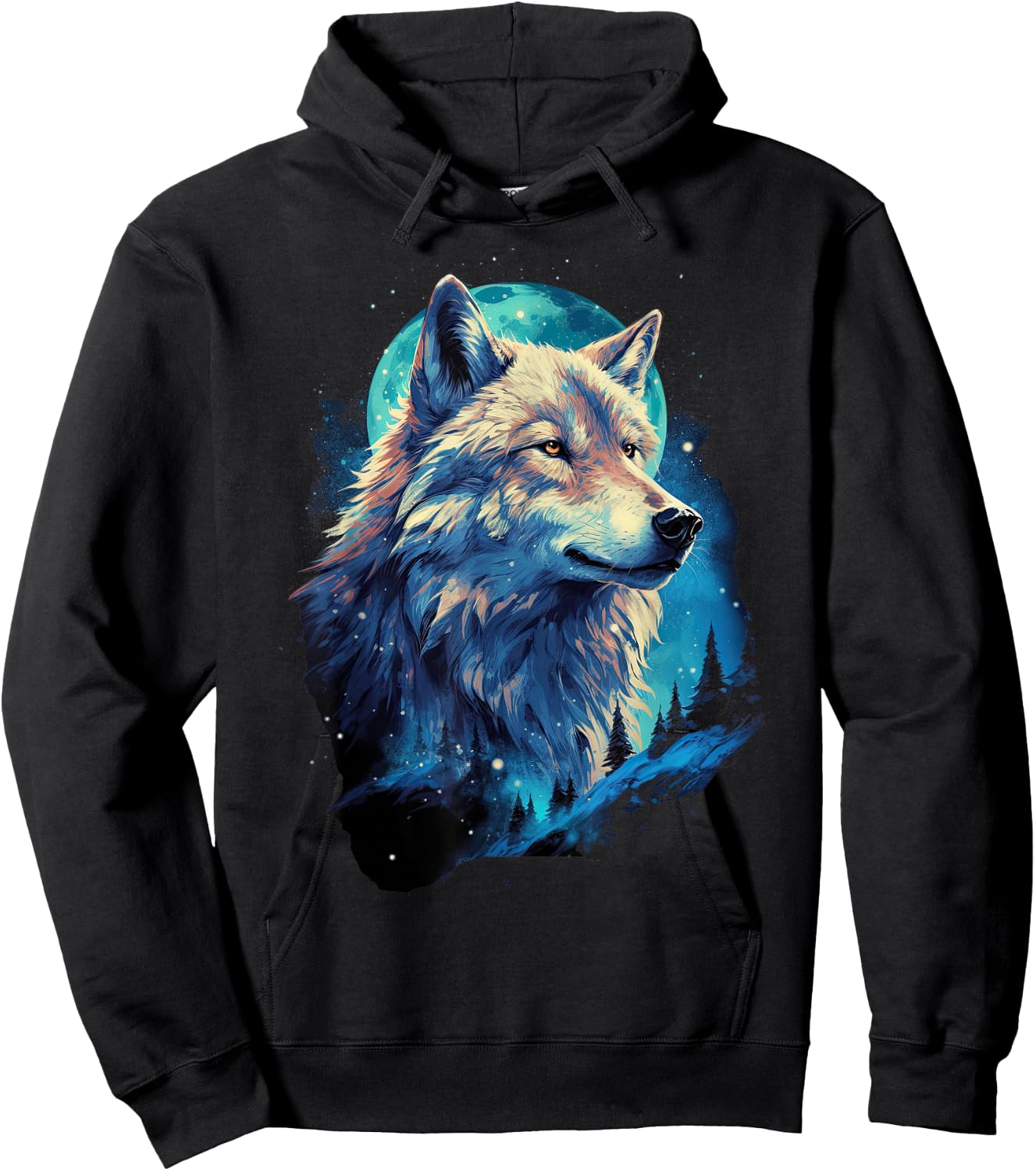 Wolf Moon Howling Lone Funny Wolves pack of wolves Hoodie - Hoodie | Black