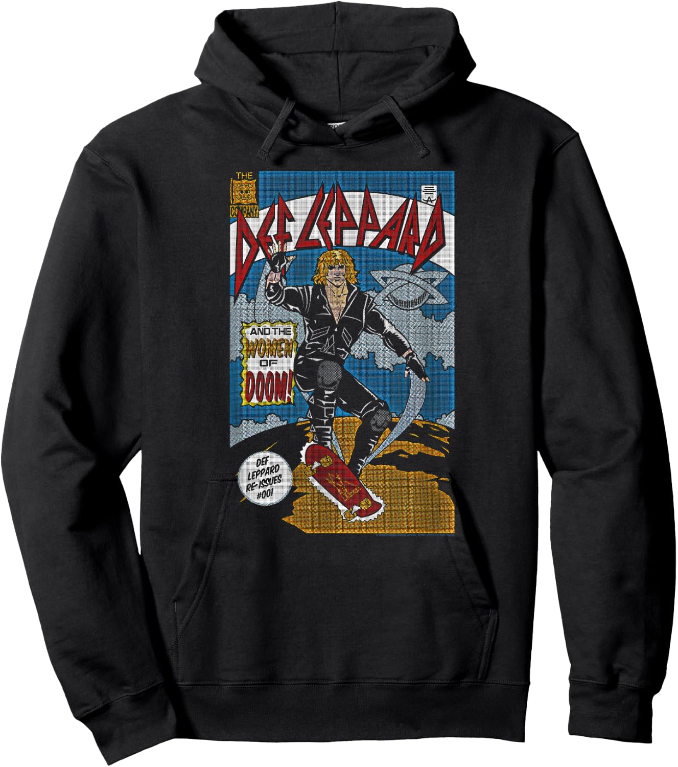 Def Leppard -Adults Black Comic Hoodie - Hoodie | Black
