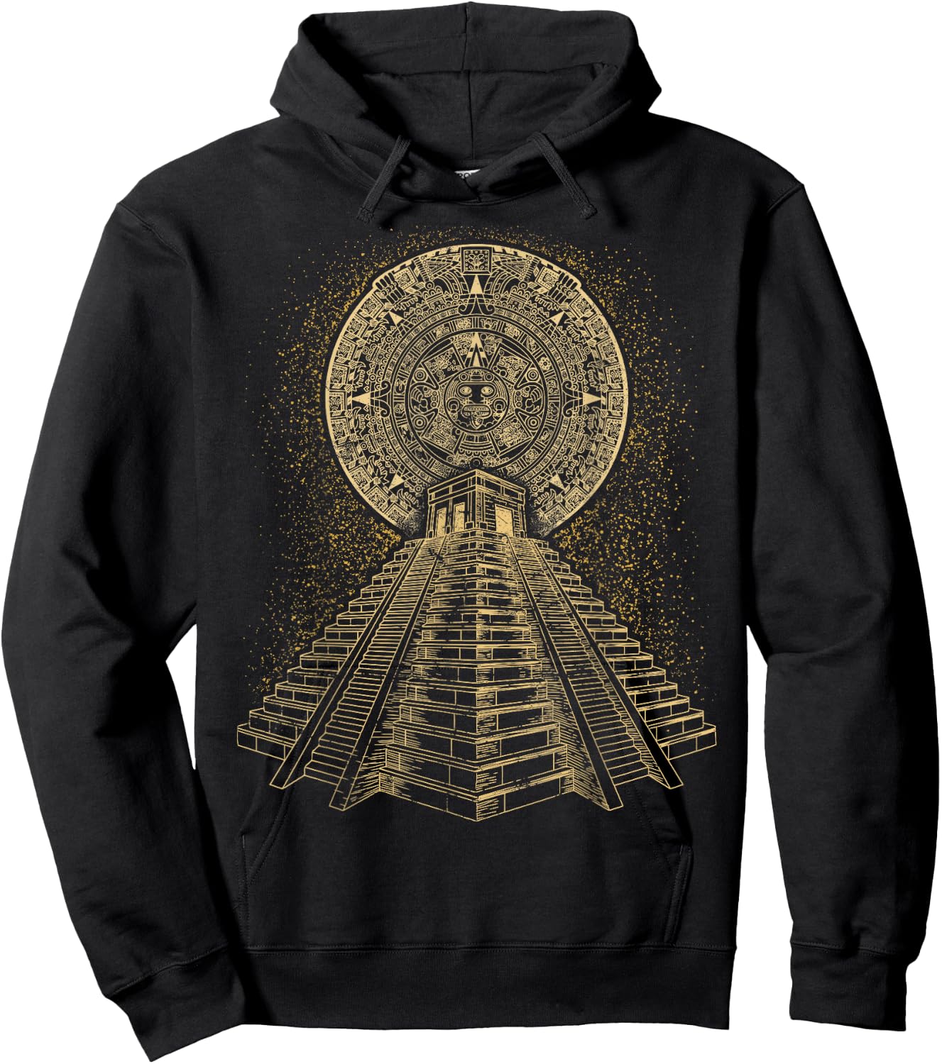 Ancient Sacred Mayan Aztec Calendar Pyramid Geometry Hoodie - Hoodie | Black