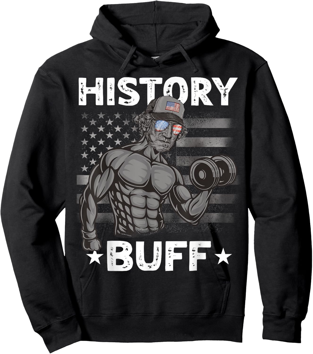 History Buff Washington Bro Weightlifting 4th of July Gym Hoodie - Hoodie | Black