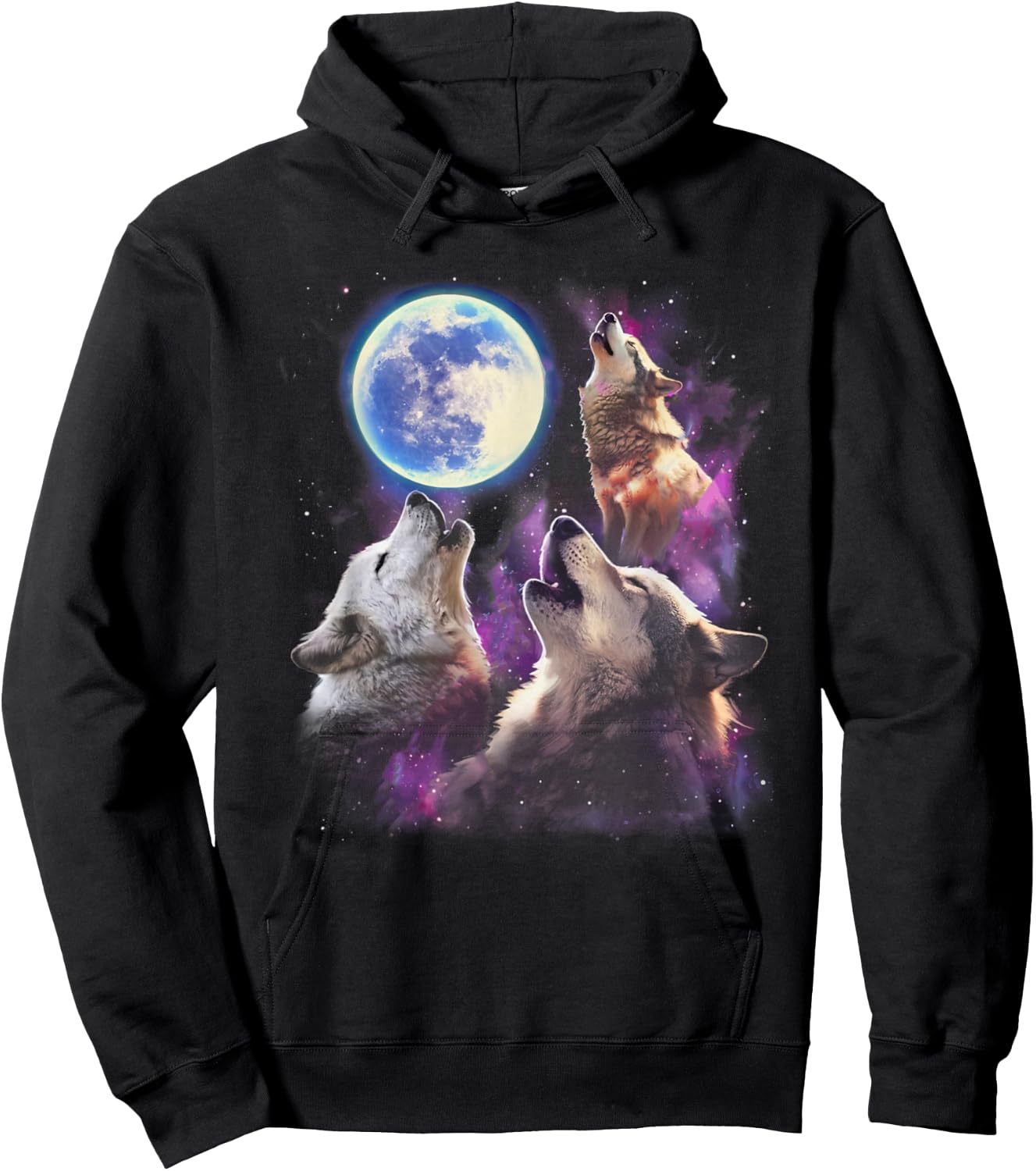 Three Wolves Howling At The Moon Funny Wild Animal Wolf Gift Hoodie - Hoodie | Black