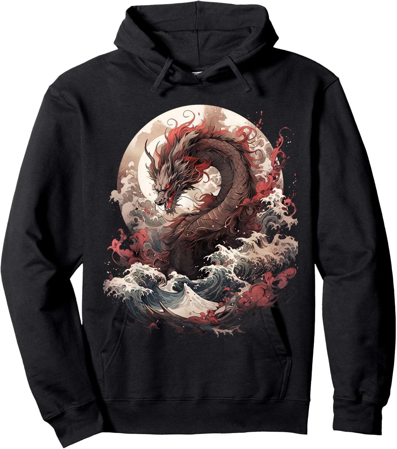 Japanese Aesthetic Dragon japanese art Japan Tattoo Hoodie - Hoodie | Black
