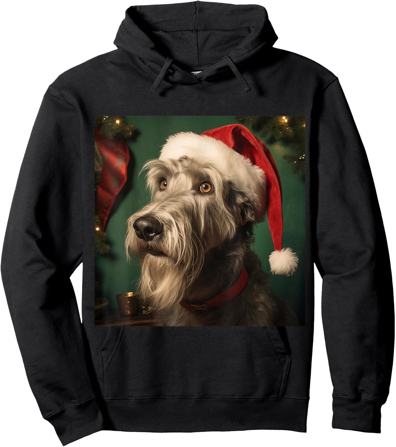 Christmas Irish Wolfhound - Irish Wolfhound Christmas Hoodie - Hoodie | Black