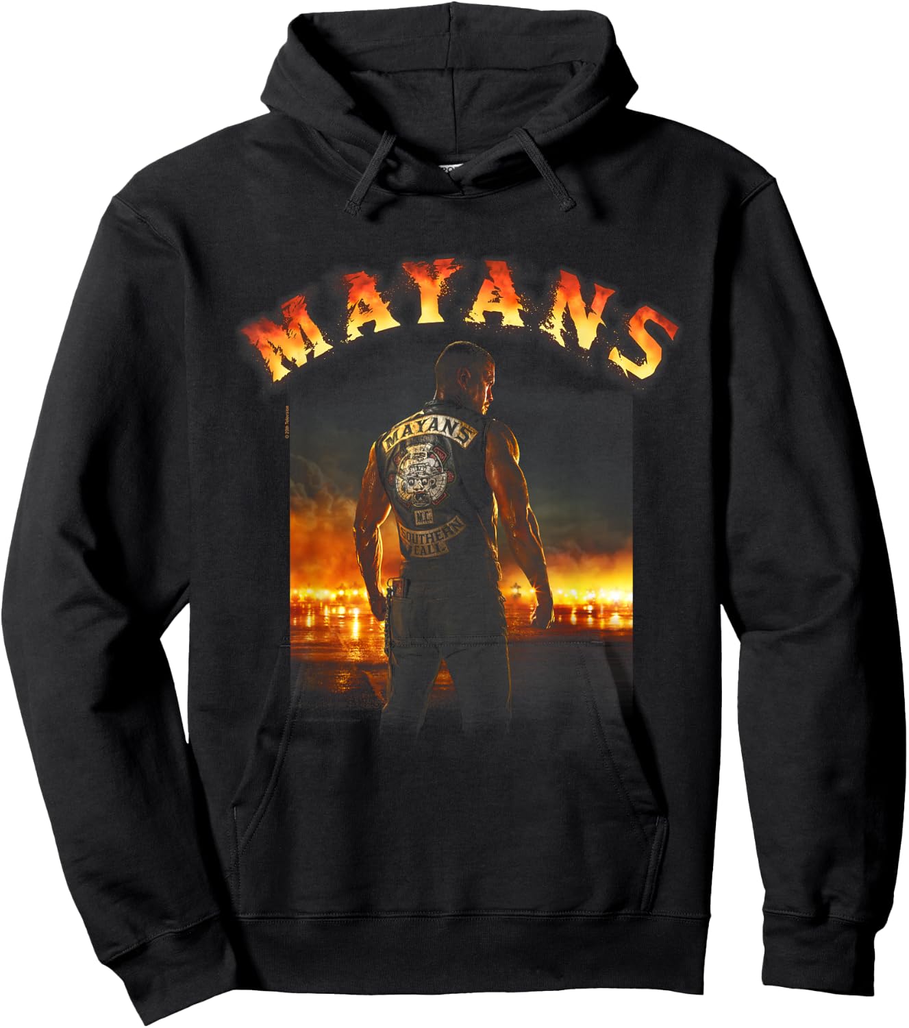Mayans M.C. Logo on Fire & Pose Hoodie - Hoodie | Black