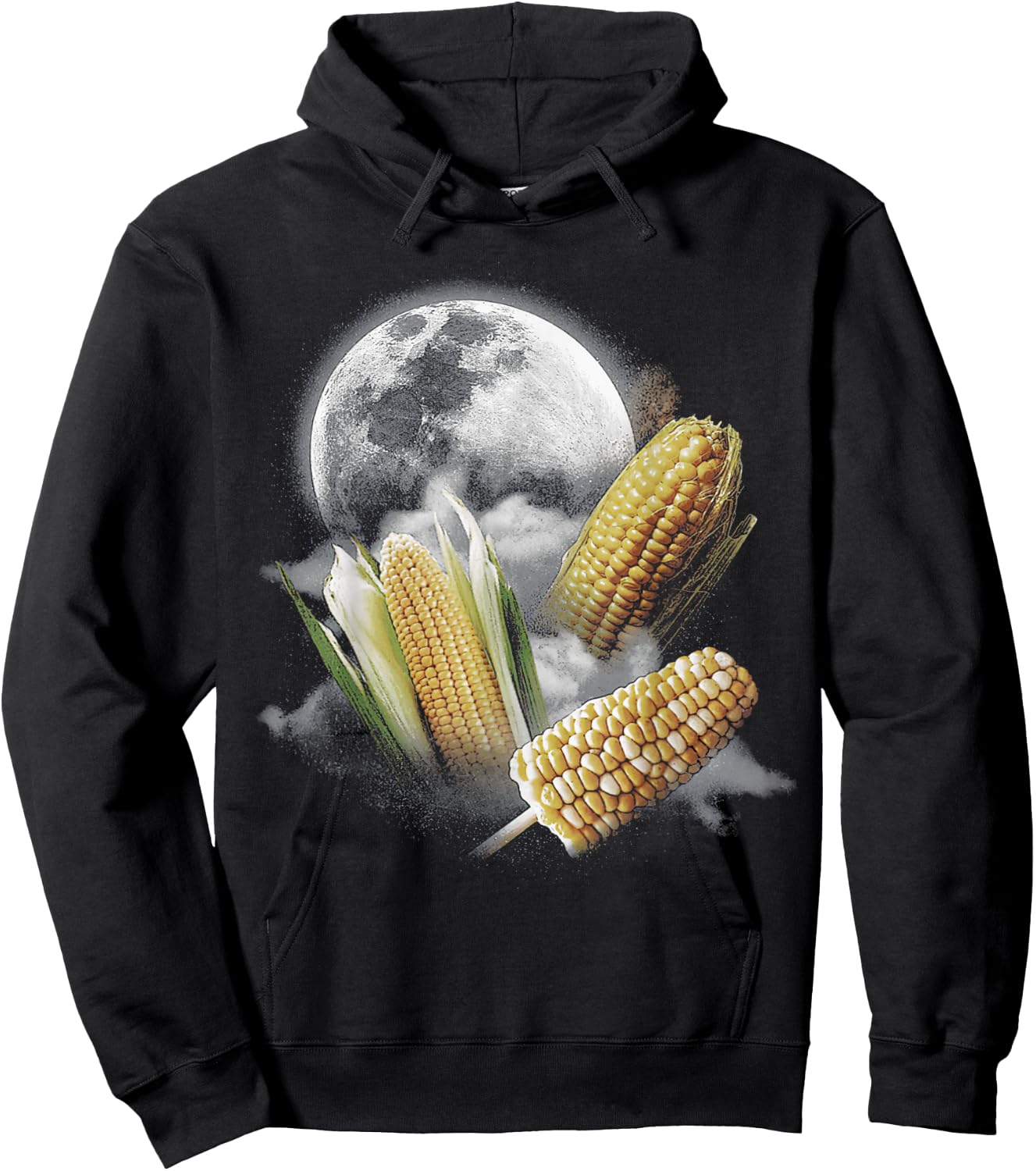 Corn At Moon 3 Wolfs Funny Wolves Parody Hoodie - Hoodie | Black