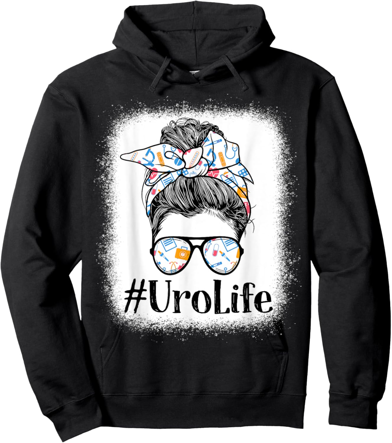 Uro Urology Nurse Life Appreciation Day Messy Bun Women Hoodie - Hoodie | Black