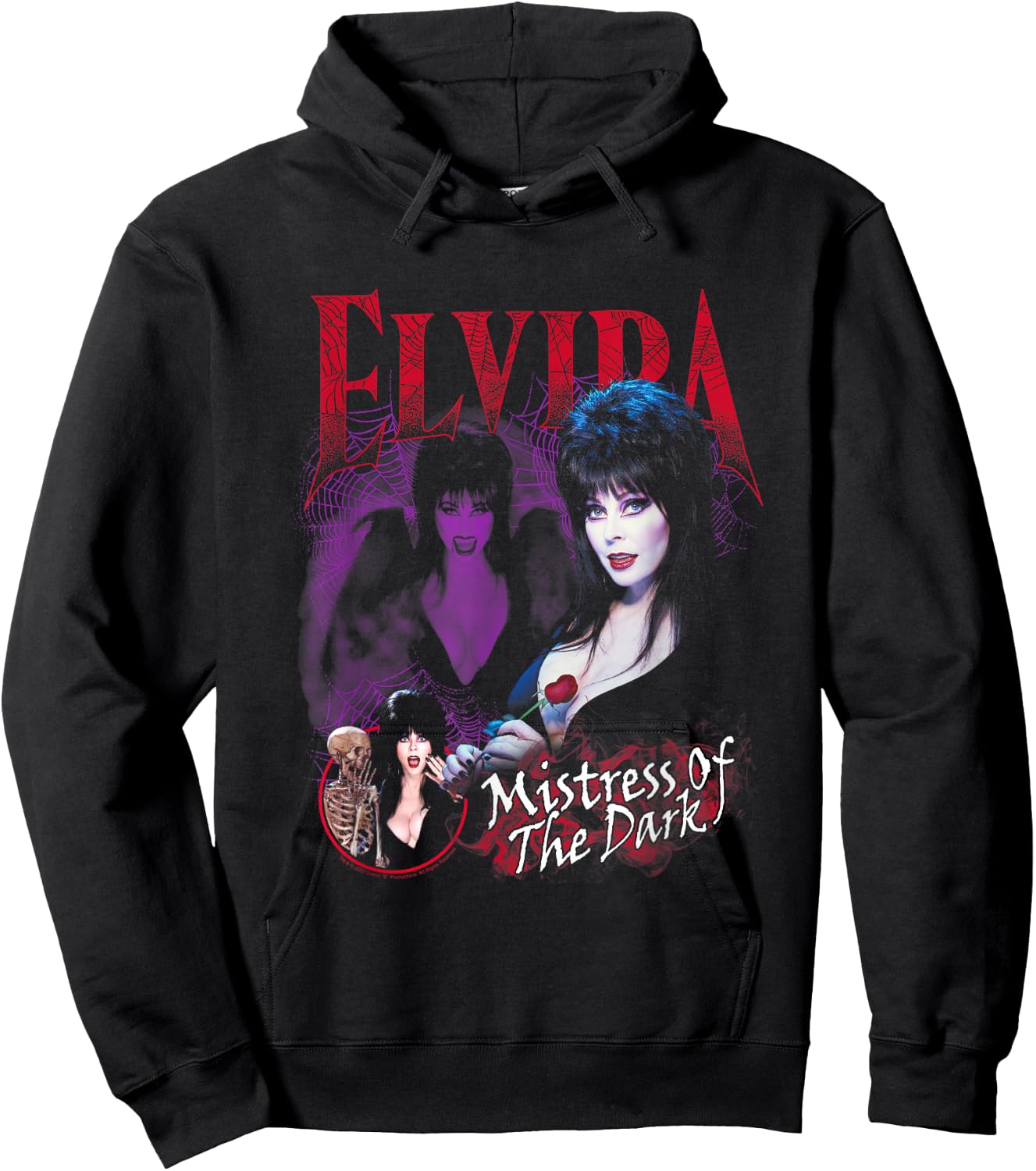 Elvira, Mistress of The Dark Purple and Red Graphic Small Hoodie - Hoodie | Black