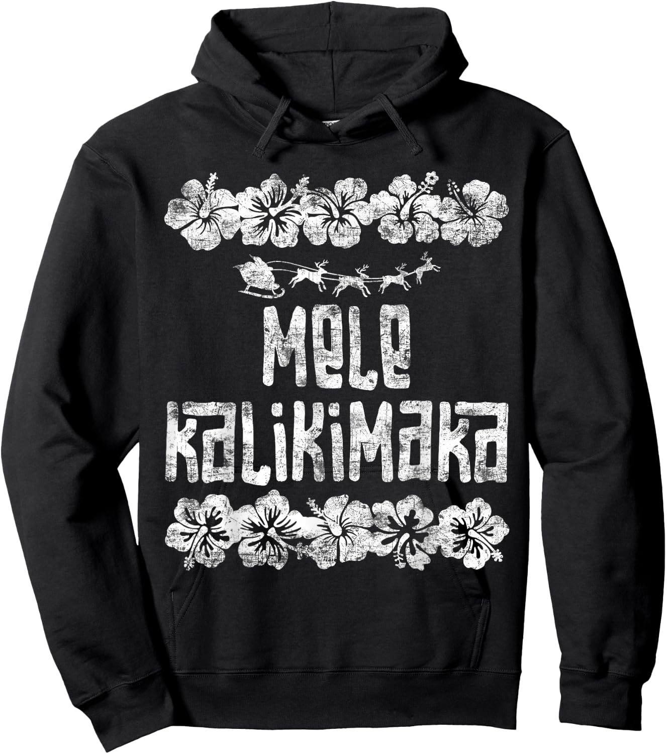 Mele Kalikimaka Hawaii Christmas Santa Beach Women Kids Hoodie - Hoodie | Black