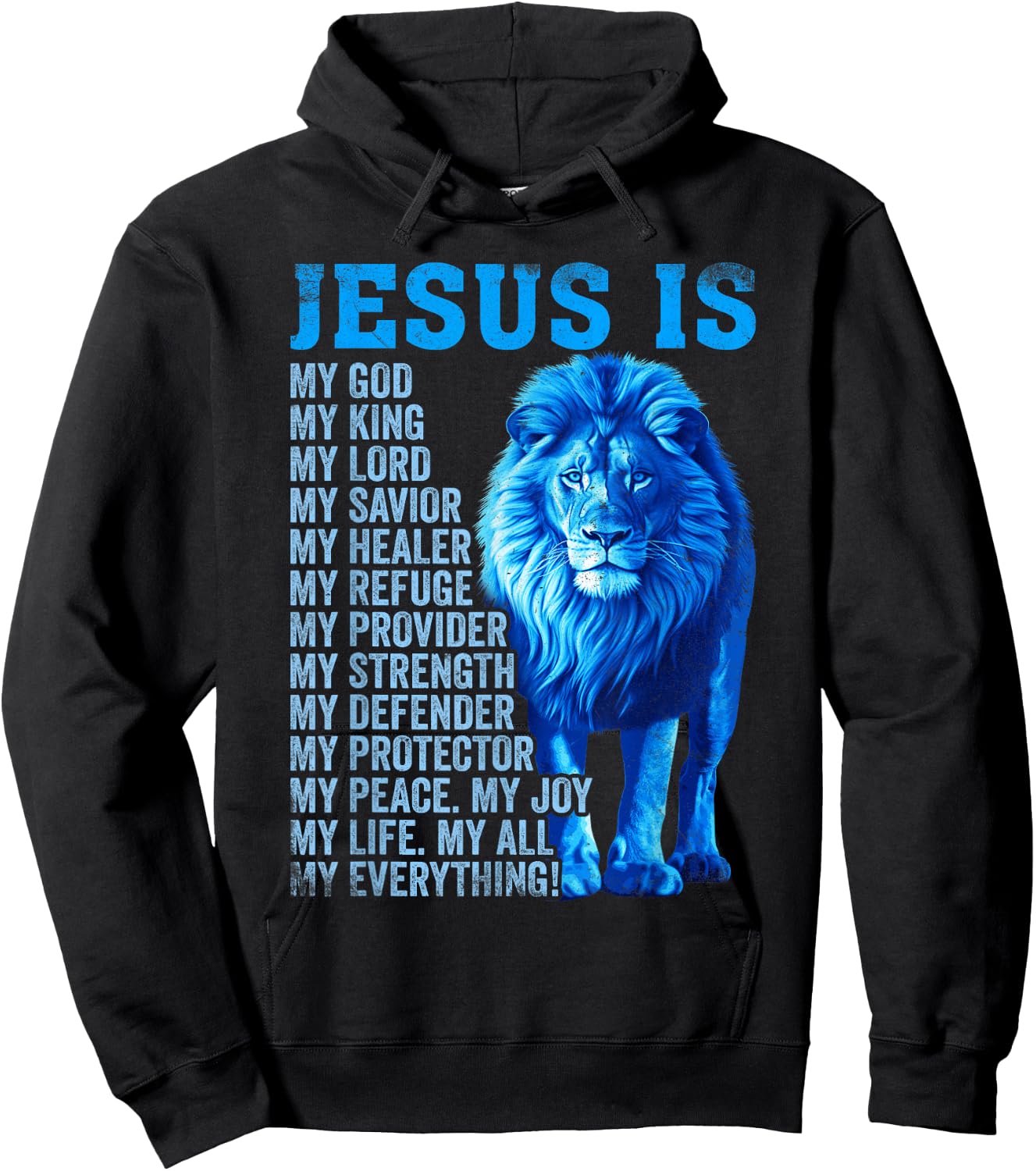 Lion Christian Jesus Is My God King, Lord, and Savior Hoodie - Hoodie | Black