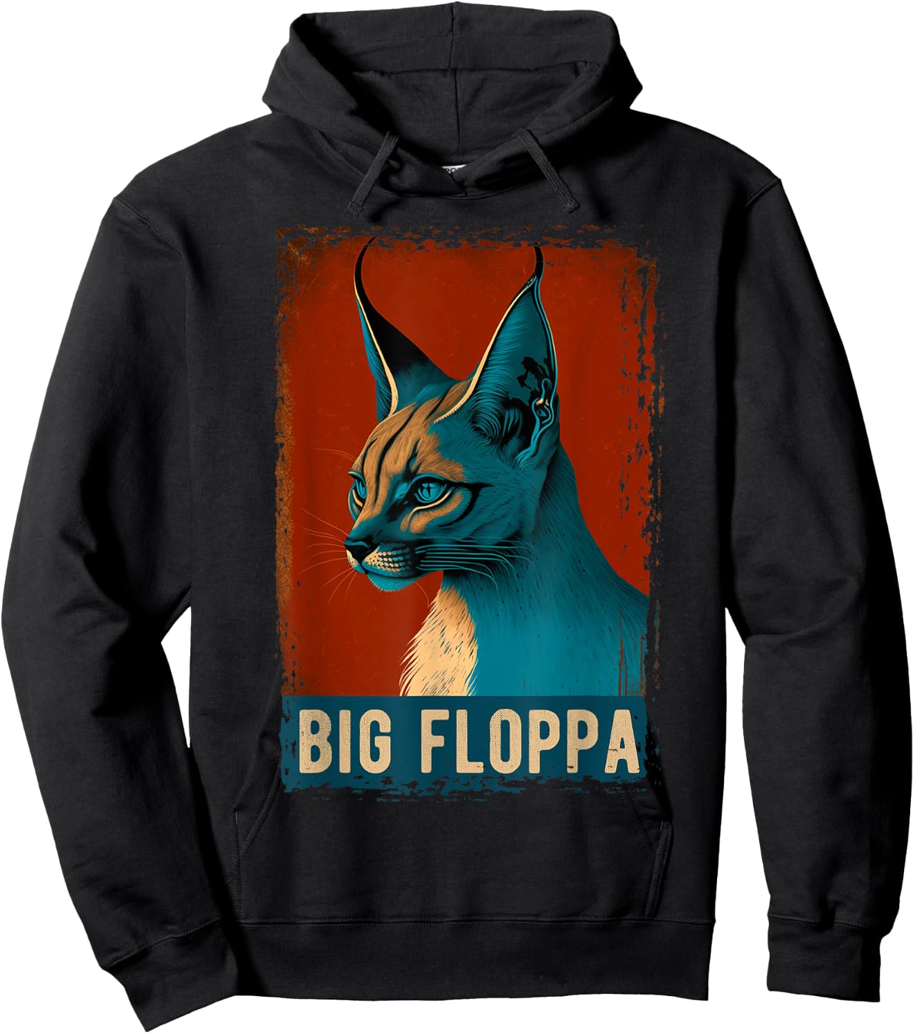 Big Floppa Shirt For Kids Meme Cute Caracal Cat Vintage Hoodie - Hoodie | Black