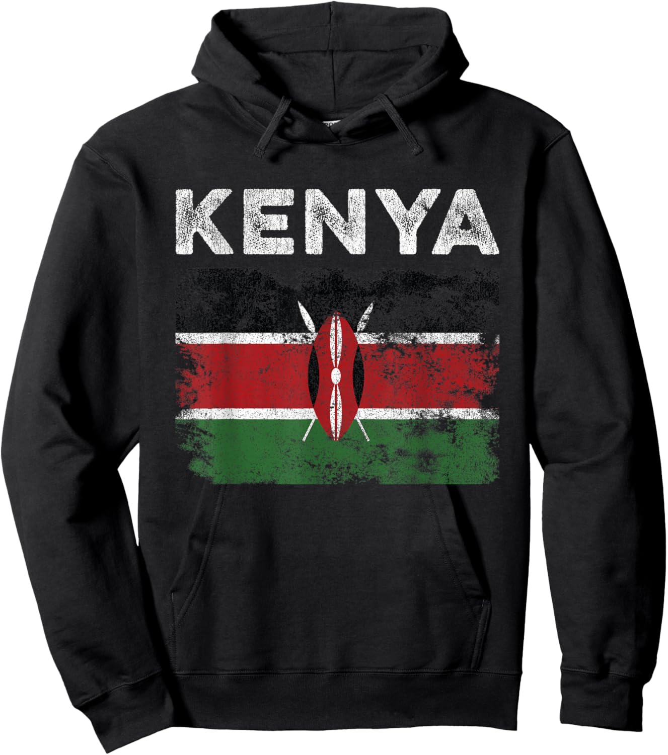 Kenya Flag Distressed - Men Women Kids - Kenyan Flag Hoodie - Hoodie | Black