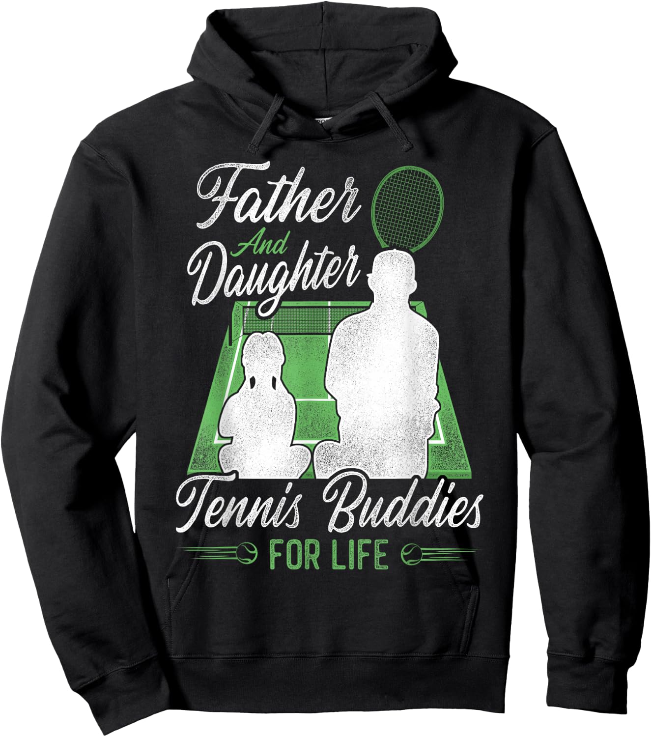 Funny Tennis Player Racket Dad Daughter Father And Daughter Hoodie - Hoodie | Black
