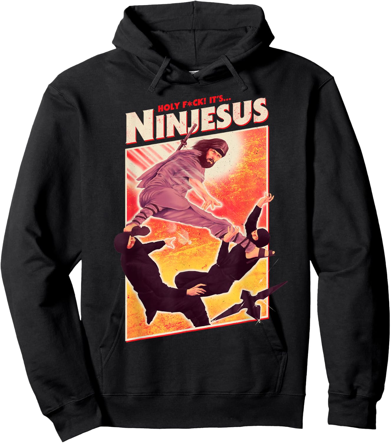 It's Ninjesus 80s Action Movie Atheist Christian Ninja Jesus Hoodie - Hoodie | Black