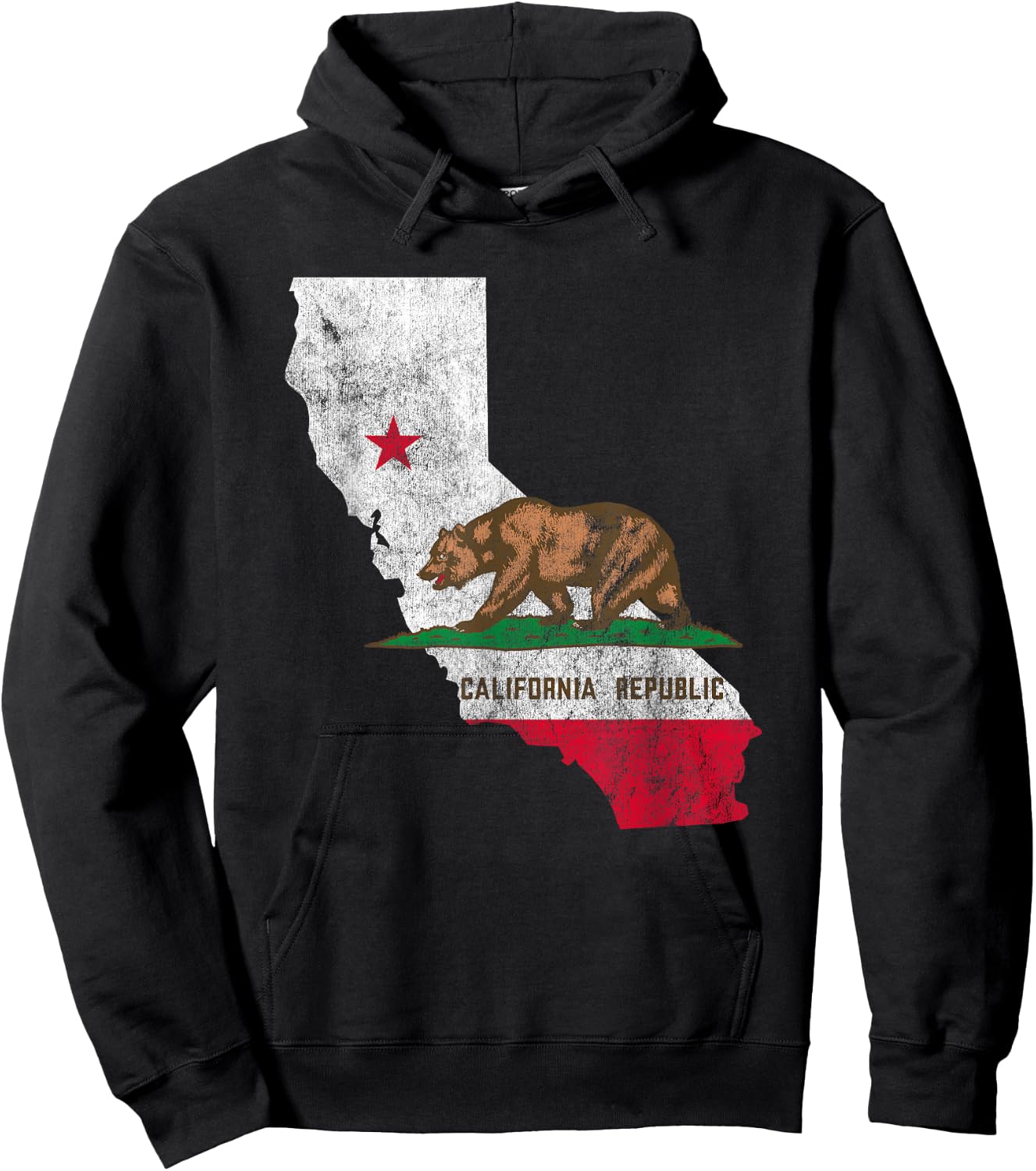 Vintage California Republic Flag CA USA State Patriot Hoodie - Hoodie | Black