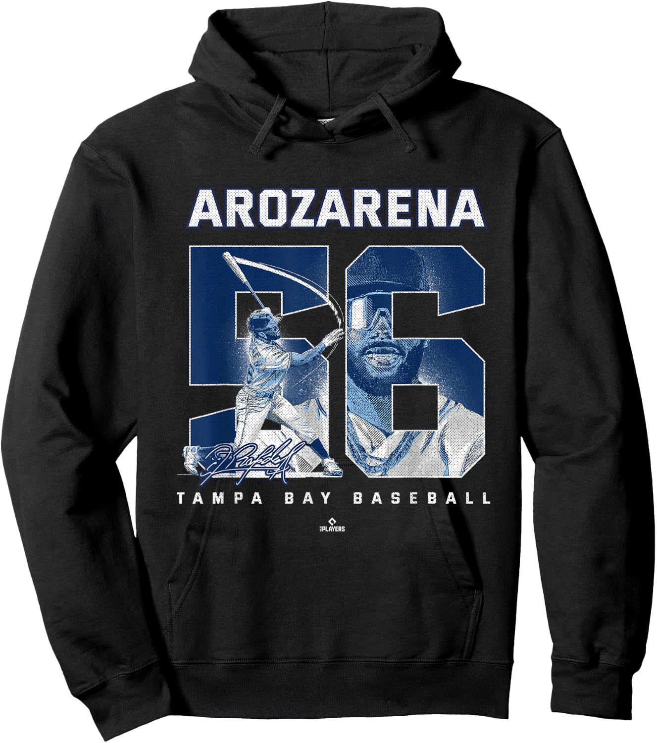 Number and Portrait Randy Arozarena Tampa Bay MLBPA Hoodie - Hoodie | Black