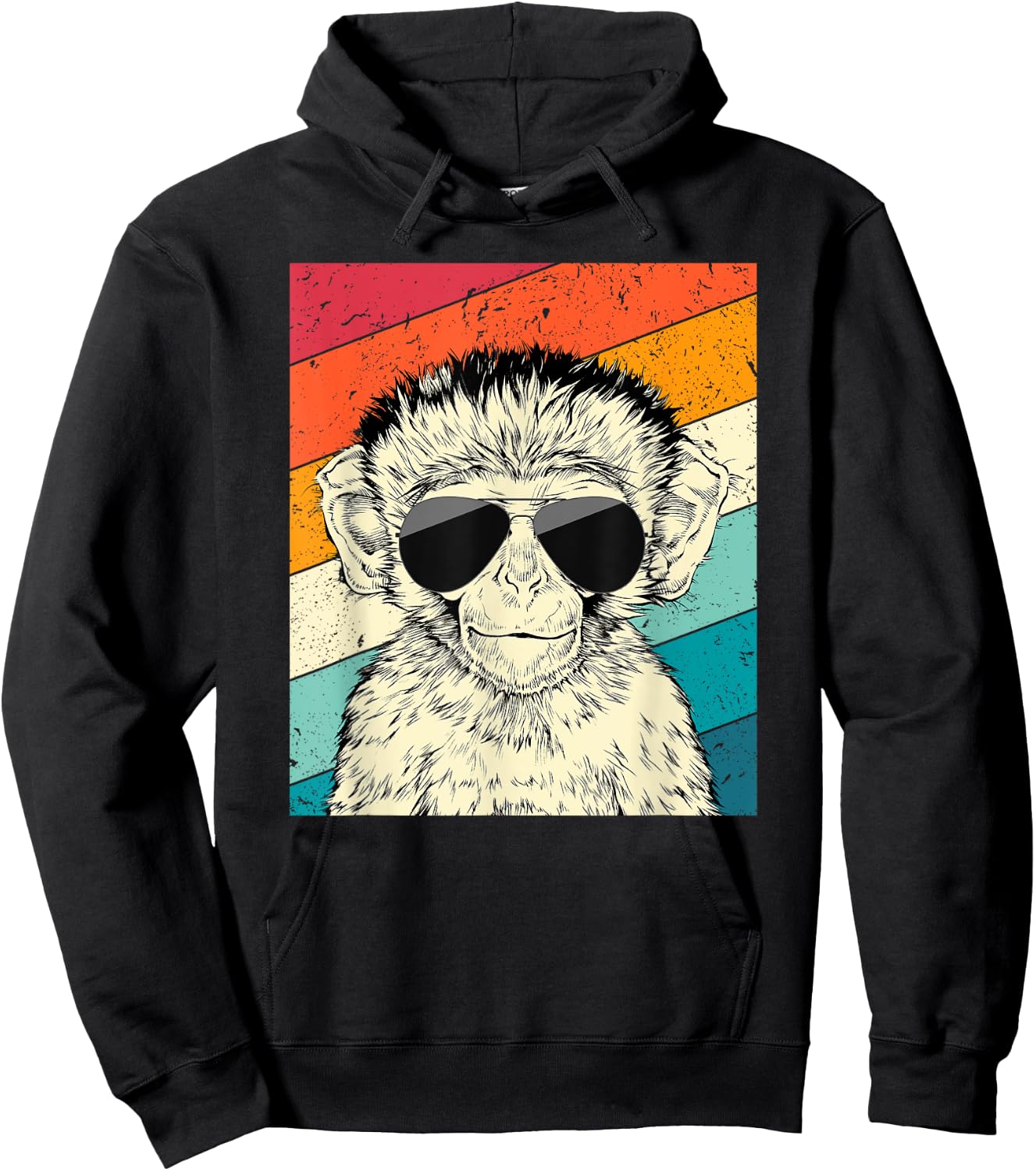 Retro Vintage Monkey with Sunglasses Wild Life Lovers Hoodie - Hoodie | Black
