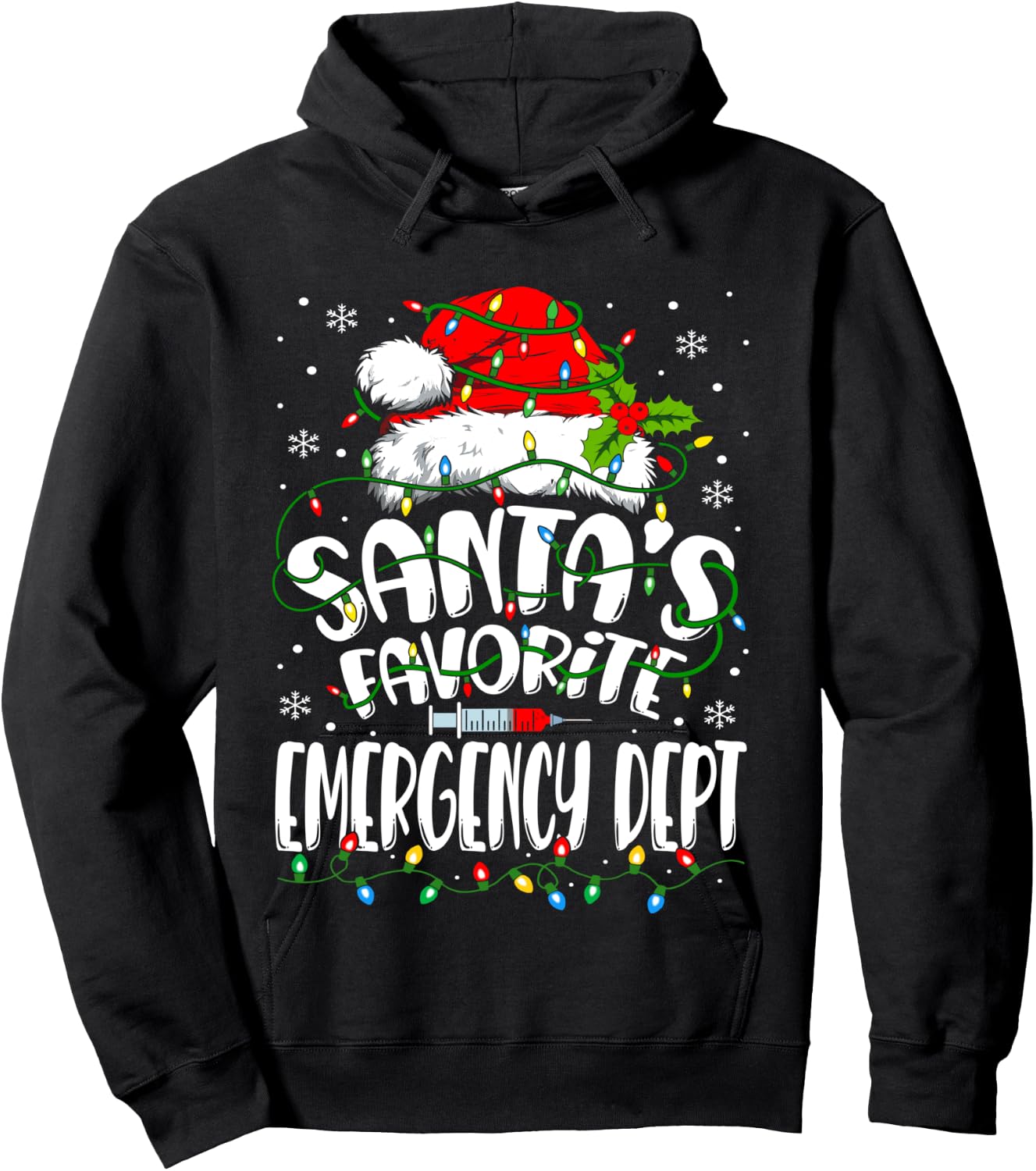 Santa Favorite Emergency Department Christmas ER Nurse Hoodie - Hoodie | Black