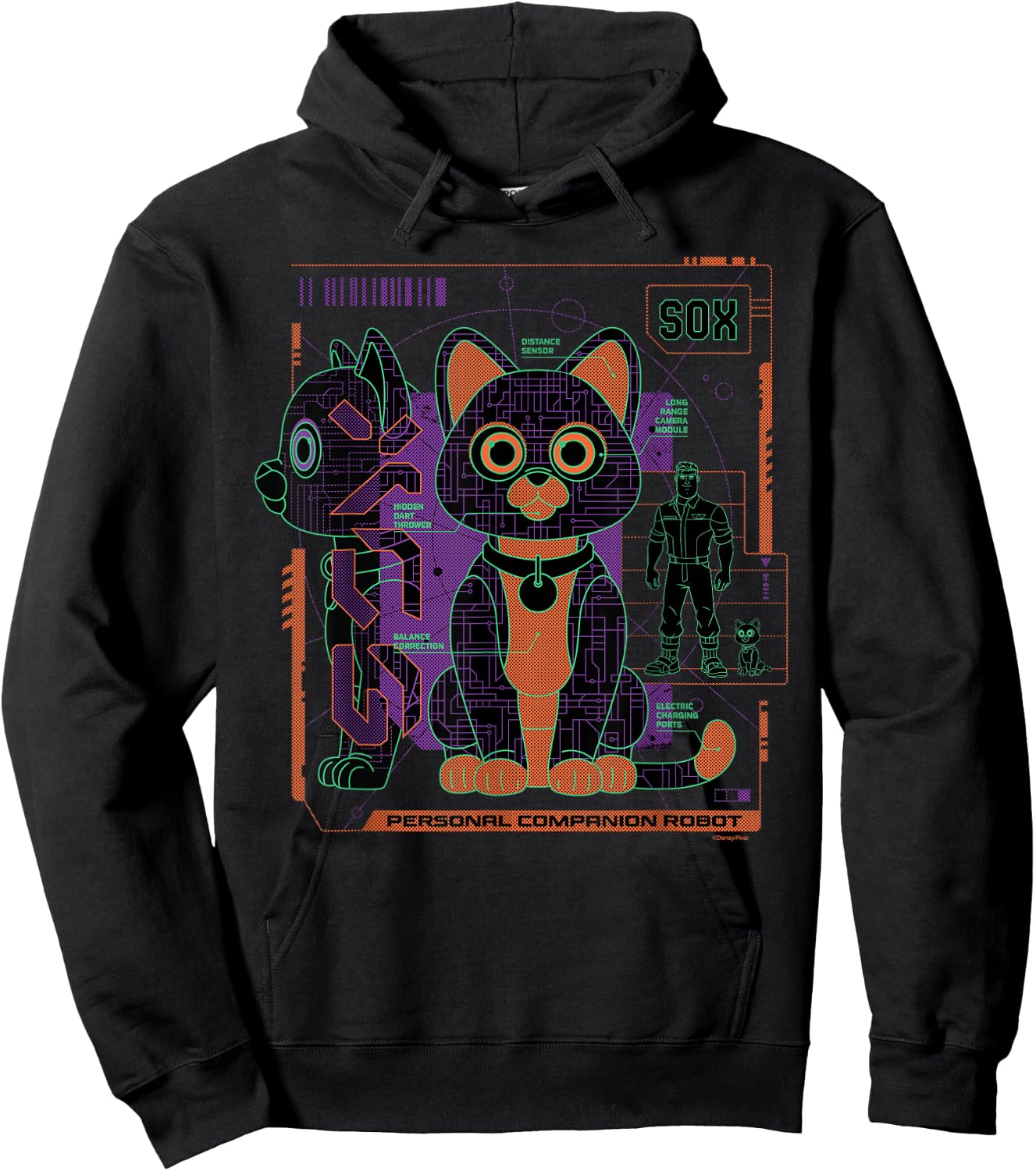 Disney Pixar Lightyear Sox Personal Companion Robot Hoodie - Hoodie | Black