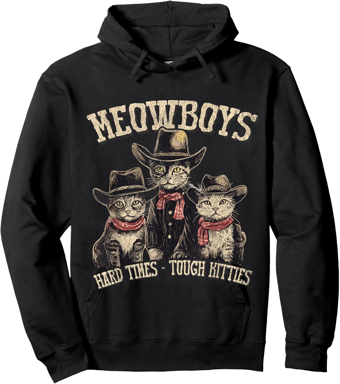 Meowboys Cowboy Cats with Hats Hoodie - Hoodie | Black