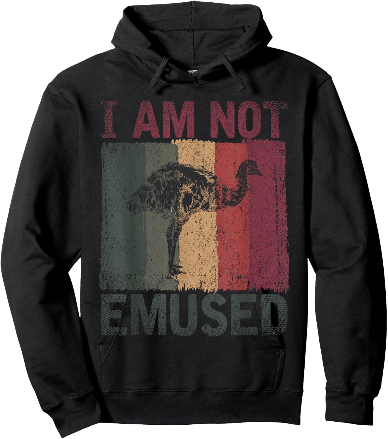 Retro Australian Flightless Bird I Am Not Emused Funny Emu Hoodie - Hoodie | Black